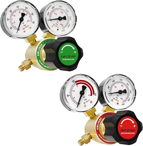 Miniatura 1 de Conjunto regulador de acetileno oxígeno CGA540 y CGA200 Conexión de entrada 38-24 (tipo "A") Conexión de salida