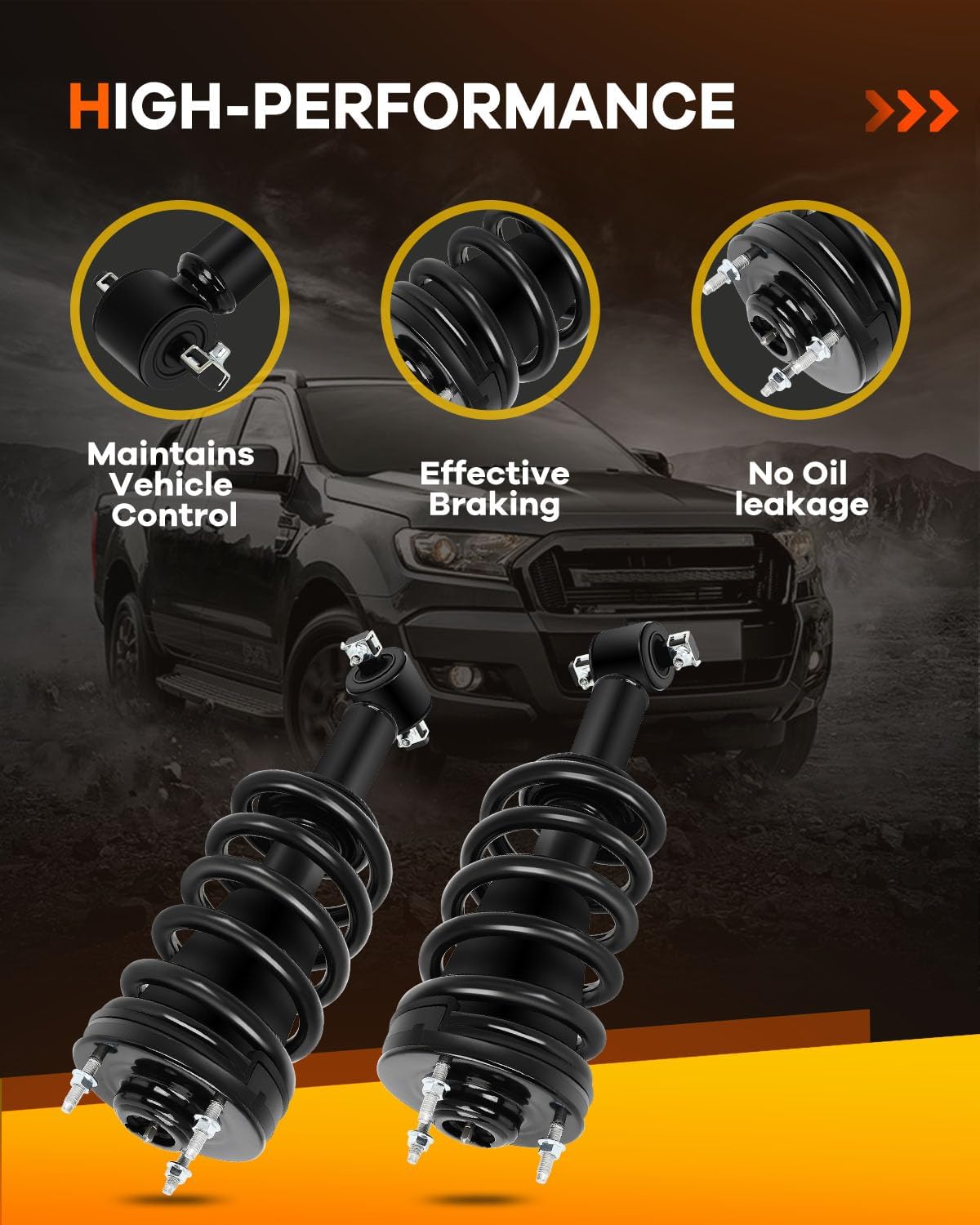OCPTY 2x Front Complete Struts Spring Assembly Shocks Fits 2007-2013 for Chevy Avalanche for Chevy Silverado 1500 2015-20 for Chevy Suburban 07-20 for Chevy Tahoe for GMC Yukon Quick Struts Assembly