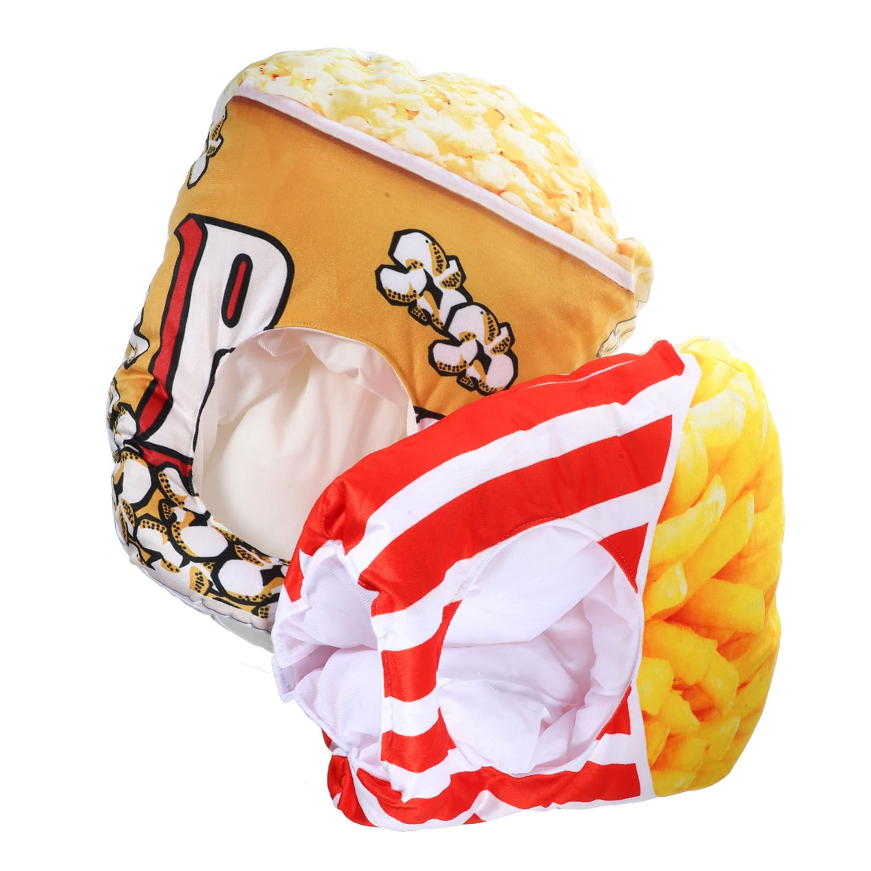Sombrero de Palomitas de Maíz y Papas Fritas, 2 Piezas | Pp Algodón, Rojo, para Fiestas y Espectáculos, Diseño Cartoon Creativo en Forma de Snacks