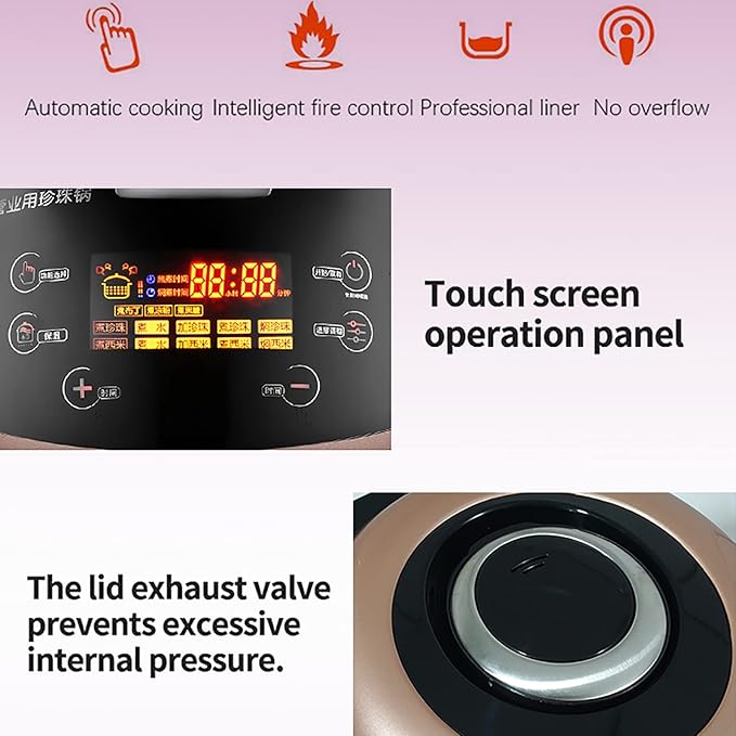 Olla Automática para Perlas 5L, Hacedora de Tapioca 900W, Control Temperatura miniatura 4