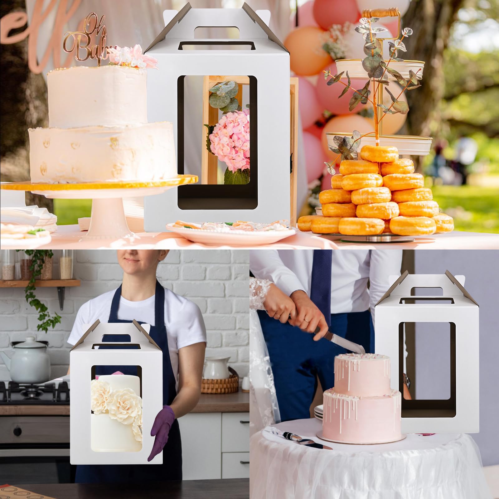 Tall Cake Boxes - 12 Pack for Tiered Cakes -7 Tall Cake Boxes - 12 Pack for Tiered Cakes -7