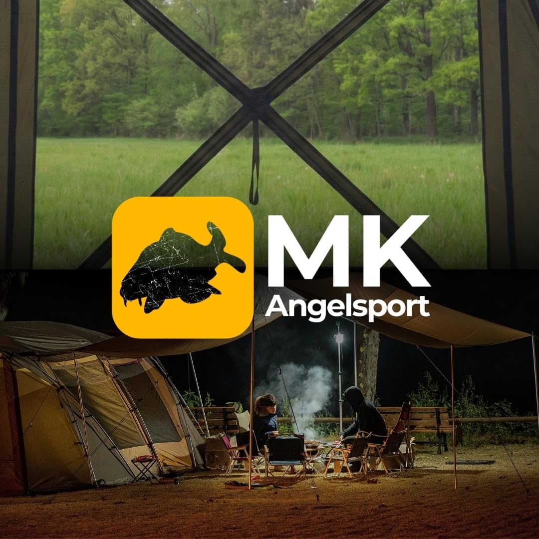MK Angelsport Cooker Social Roomer Küchenzelt – Angelzelt & Camping Pavillon mit 10.000mm Wassersäule, Stahlrahmen, Panorama Fenster, 3x3m