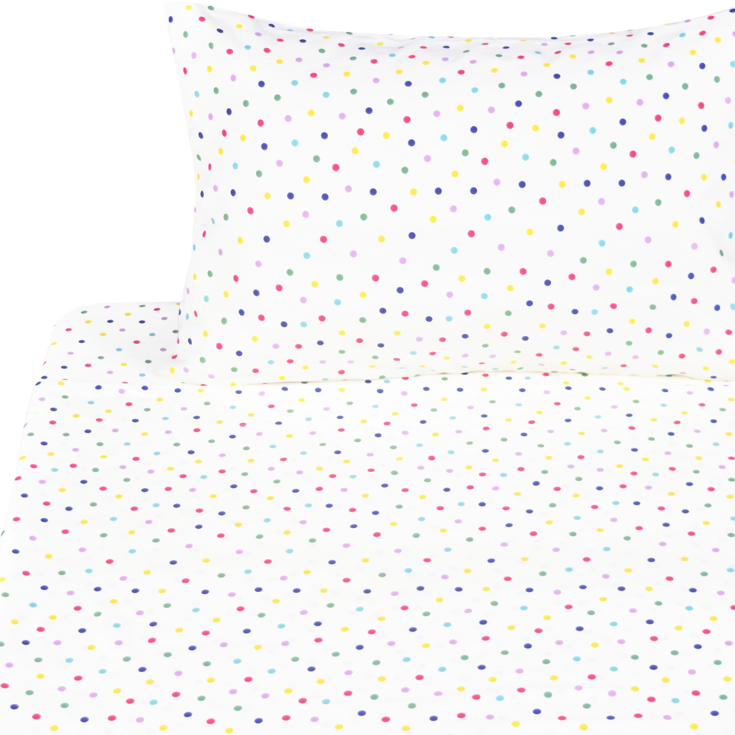 J pinno Colourful Little Dot Cute Polka Dot Girls Kids Twin Sheet Set Bedroom Decoration Gift 100% Cotton, Flat Sheet + Fitted Sheet + Pillowcase Bedding Set (Little Dots, Twin)