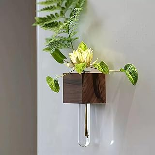 Mini Vase Magnets for Fridge,1PCS 3D Magnetic Wooden Wall Vase Holders with Test Tube, Magnetic Attachment Hard no Falling, Modern Home，for Kitchen, Refrigerator, Bedroom, Storage, Office Decorations