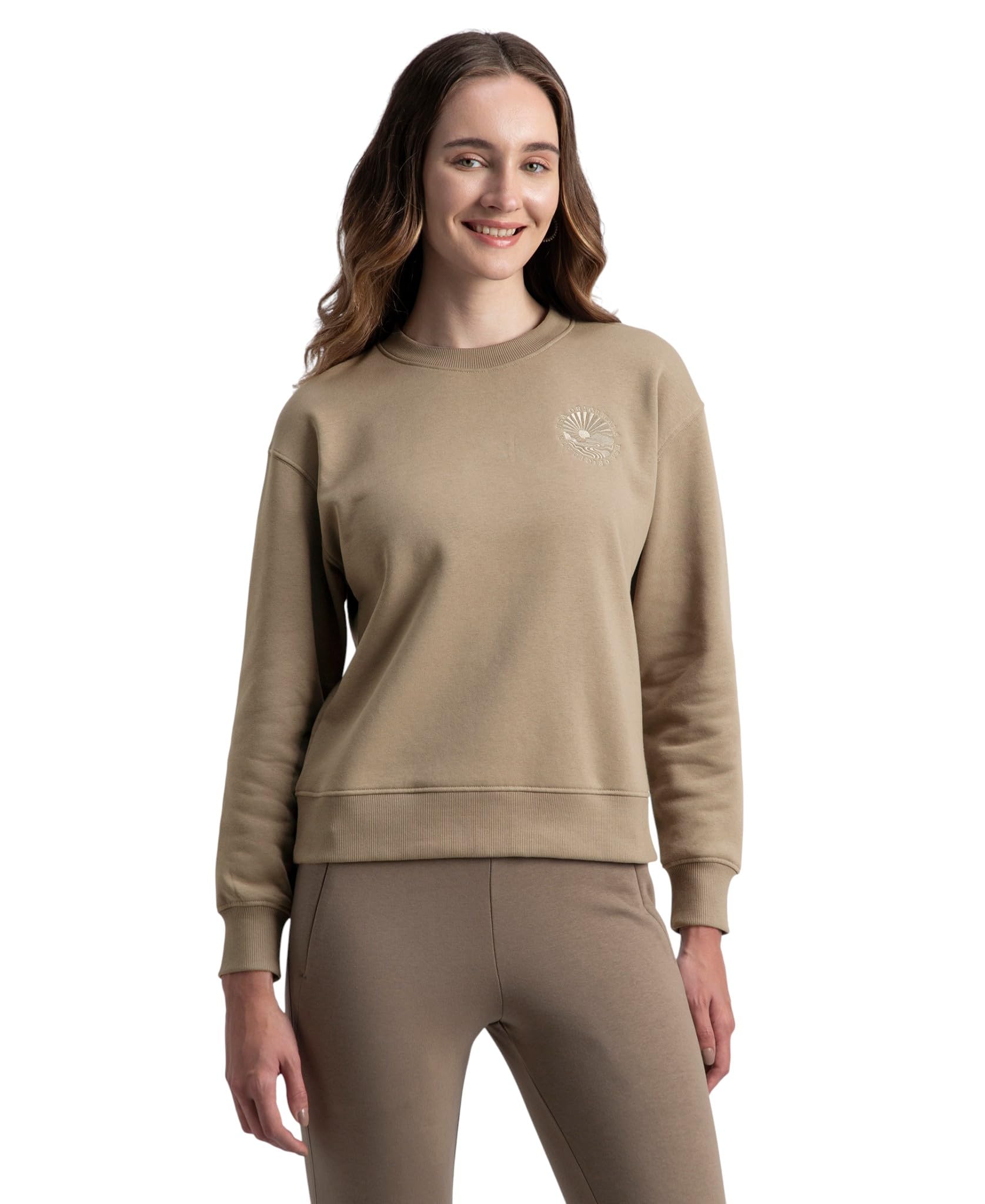 Jockey U109 Women's Super Combed Cotton Rich Fleece Fabric Printed Sweatshirt with Drop Shoulder Styling-image-34