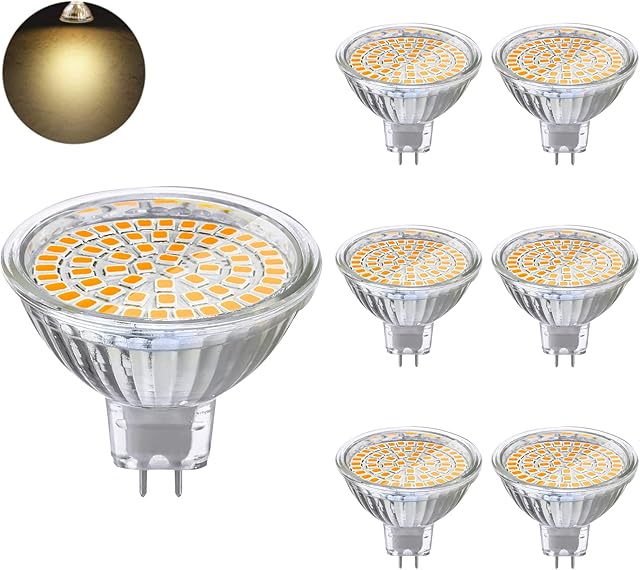 HFCDL MR16 LED Light Bulbs GU5.3 LED Spotlight 6 Packs, Warm White 3000K, 4W Equivalent to 50W Halogen, 12V 460LM , 120° Beam Angle, Non-dimmable