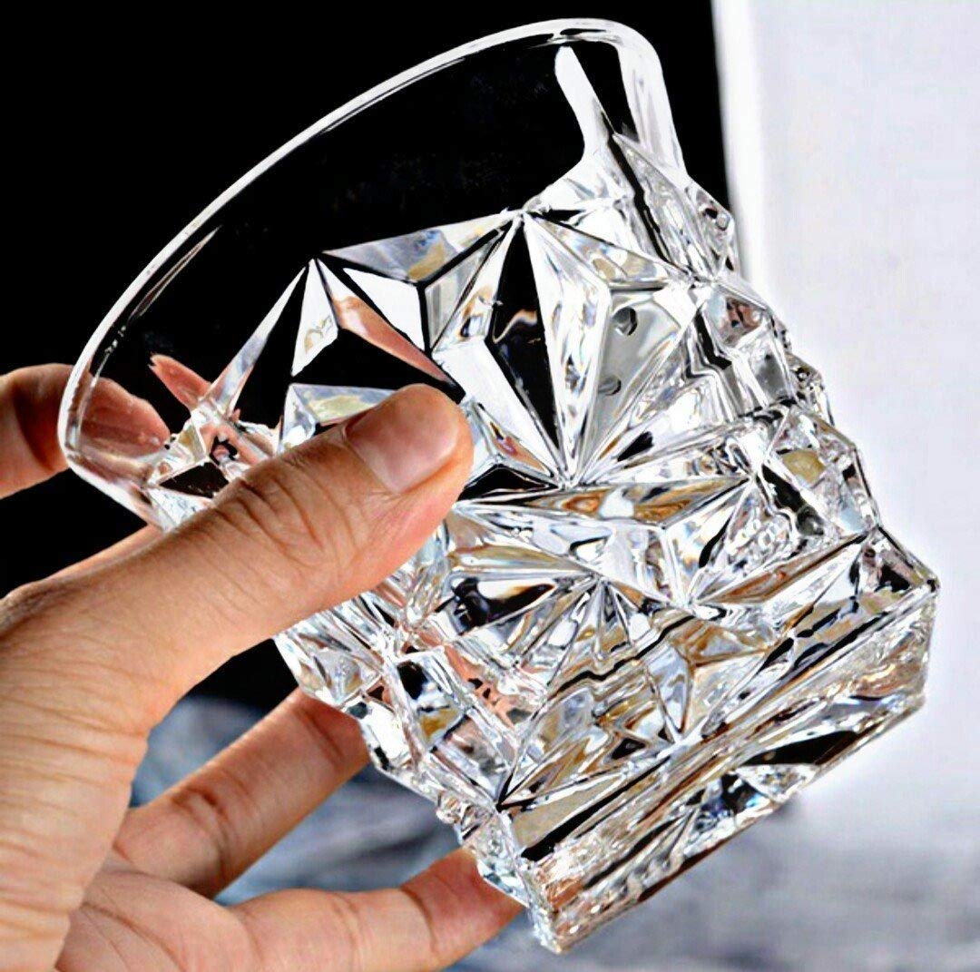 BESTAQUA Half Star Old Fashioned Glasses, Perfect for Serving Scotch, Whiskey or Mixed Drinks, 290 ml (Clear) - Set of 2 1