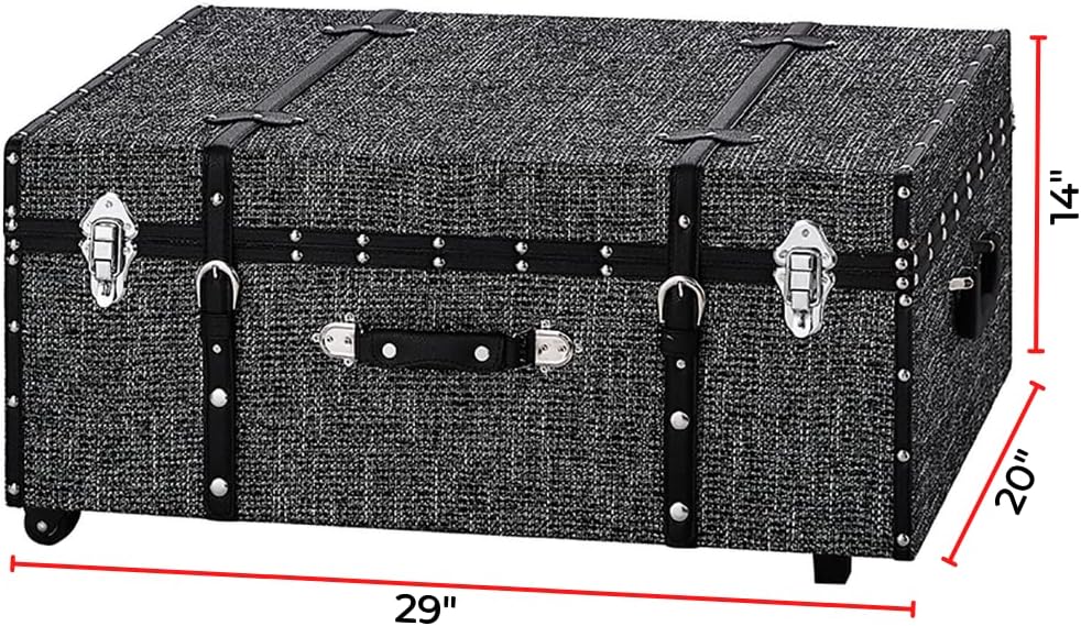DormCo Texture® Brand Trunk - Black Threaded White