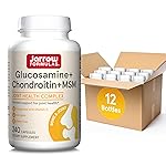 Jarrow Formulas Glucosamine + Chondroitin + MSM Capsules, Joint Support Supplement with Vitamin C and Manganese, 240 Capsules, 60 Day Supply, Pack of 12