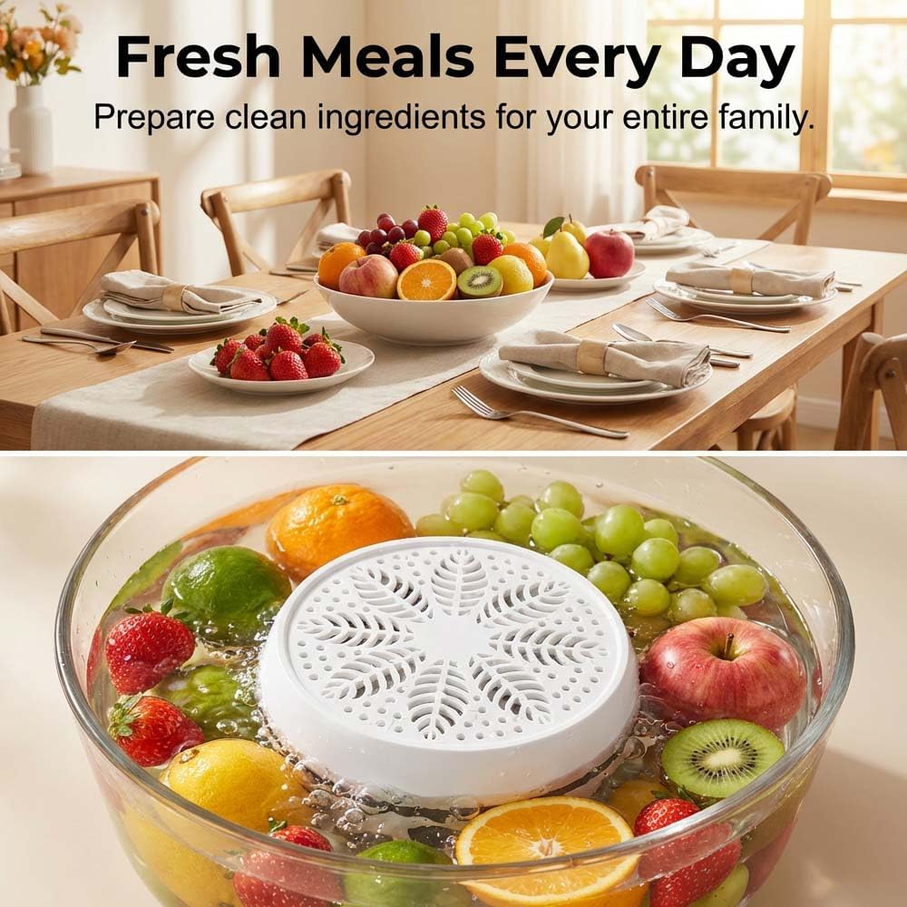 Fruit and Vegetable Cleaner Machine, Titanium Electrolysis Produce Purifier Wireless Waterproof Food Cleaner for Fruits Vegetables Meat Seafood (White)
