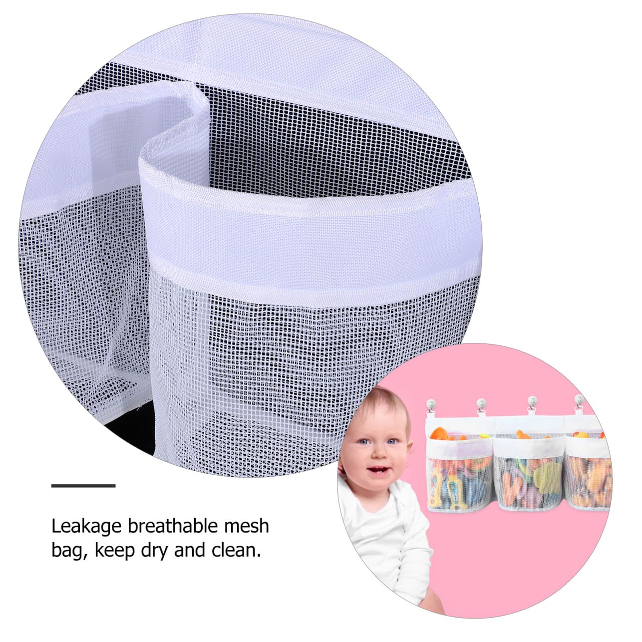 HANABASS 4 Pièces Organisateur de Jouets de Bain Suspendu Filet Respirant de Rangement Multi Compartiments pour Garçon Fille Capacité pour Salle de Bain et Placard