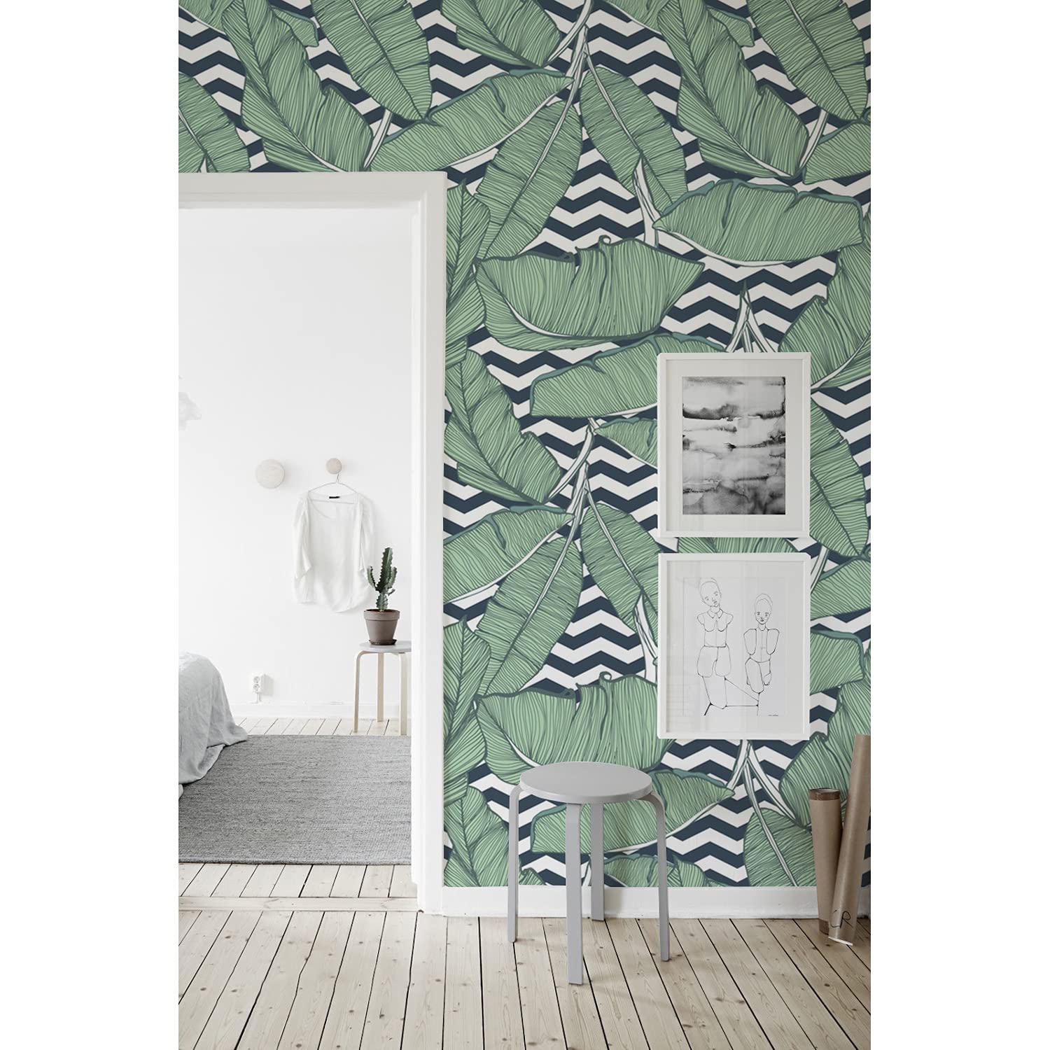 Fotomural de hojas de monstera papel pintado decorativo entretela adhesivo pared 250x104