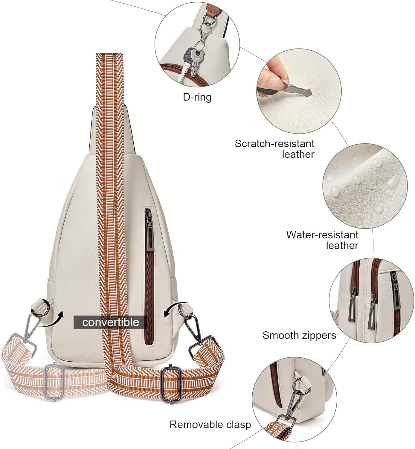 cakang Womens Sling Bag Crossbody Bags for Women Vegan Leather Sling Backpack Daypack Fanny Pack Crossbody Purse Travel - Image 5