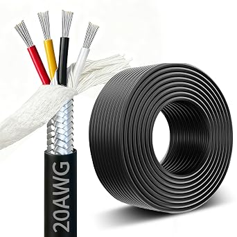 20AWG 4 Core Cable Shielded Chain CNC Wire 15FT UL2464 Tinned Copper Core Extreme Flexible 20 Gauge Electrical Wire for CNC Router Machine, CNC Spindle, Robot Arm,3D Printer,etc