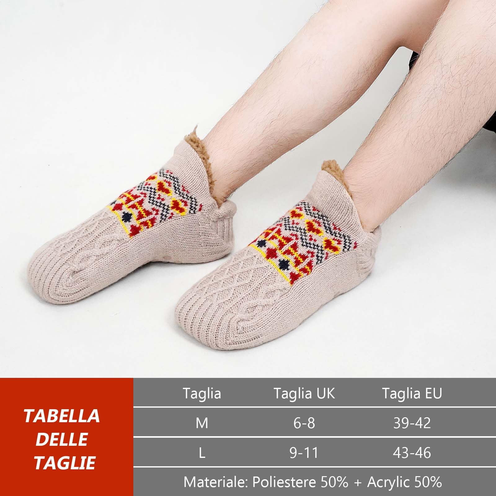 LOFIR Calze Pantofole Antiscivolo da Uomo: Calzini Invernali Termici da Casa per Uomo Calzetti Babbucce in Pile Caldi e Pelosi Calze Imbottite per Natale Idea Regalo 39-46 1 Paio