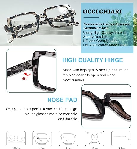 Miniatura 5 de OCCI CHIARI Lentes de lectura bifocales con parte superior transparente, bloqueo de luz azul, lectores de transición para mujeres 1.0 1.5 2.0 2.5