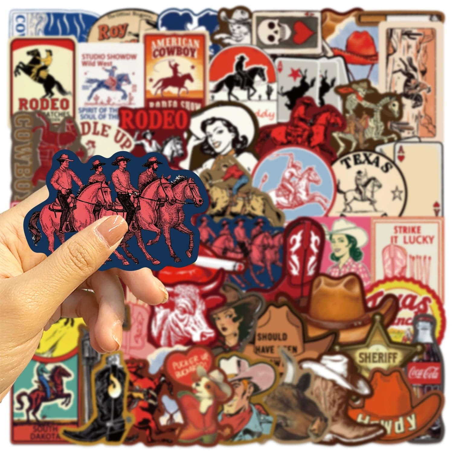 50 Pcs Western Cowboy Stickers for Kids Teens Adults Boys Girls Gift,Cowboy Decals Pack for Laptop,Skateboard,Luggage,Car,Bike,Cup,Computer,Water Bottle Decor,Vinyl Waterproof Stickers - Image 2
