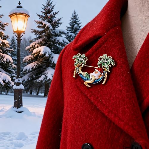 Miniatura 5 de Broche de Navidad para mujer, broches de Papá Noel, con lazo de feliz Navidad, broche de cascabel, broches de cristal con diamantes de imitación,