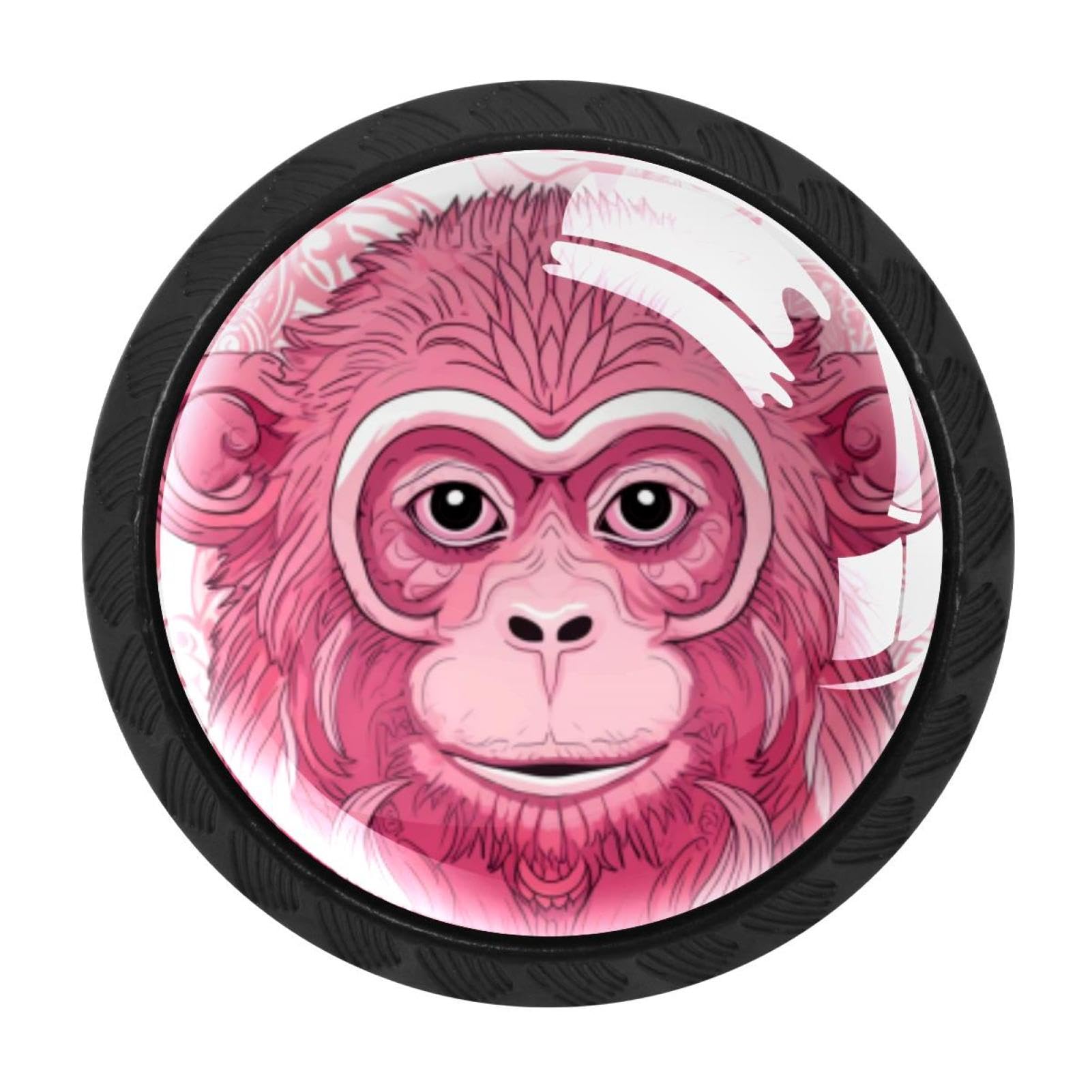 Chenzzzz Multicolored 14 4 Pieces Pink Monkey Orangutan Drawer Knobs, 35Mm Black Cabinet Knobs, Drawer Pulls And Knobs, Dresser Drawer Knobs, Cabinet Hardware Kitchen Cabinet Knobs