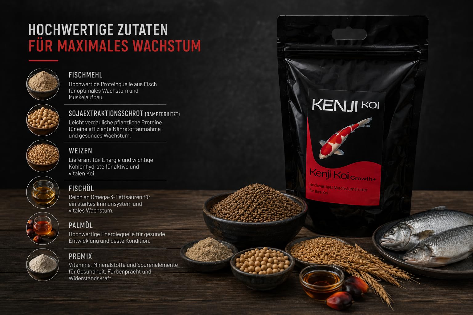 Growth+ Koifutter 5kg 6mm Wachstumsfutter für den Koi, Schwimmendes Koifutter mit hochwertigen Proteinen, Optimal für jeden Tag: Fördert den Muskelaufbau der Koi