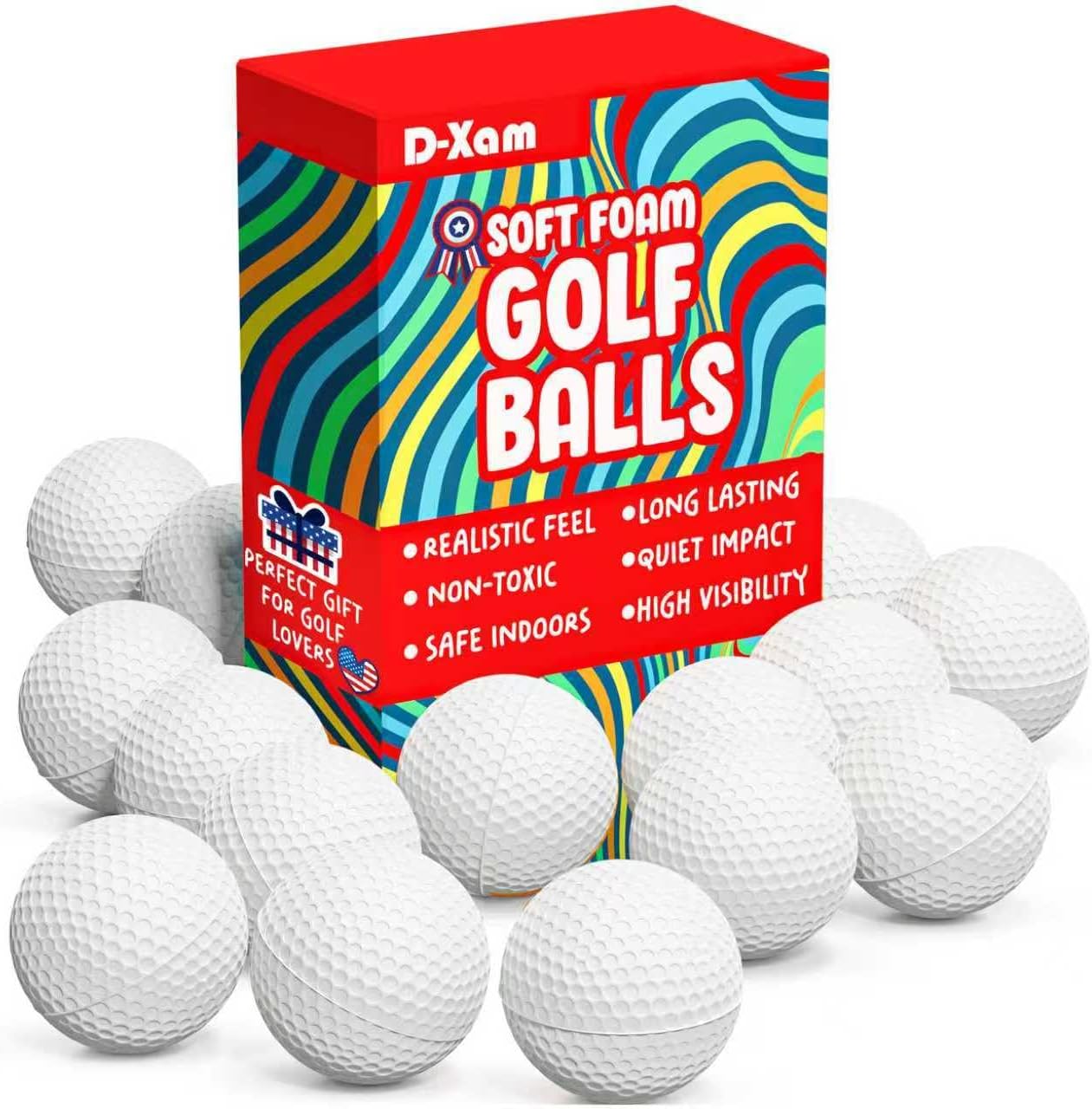 Foam Golf Balls Bulk Practice Golf Ball White 41mm Soft | Long Lasting & Realistic Feel | Limited Flight Use Indoors Outdoors Backyard Training