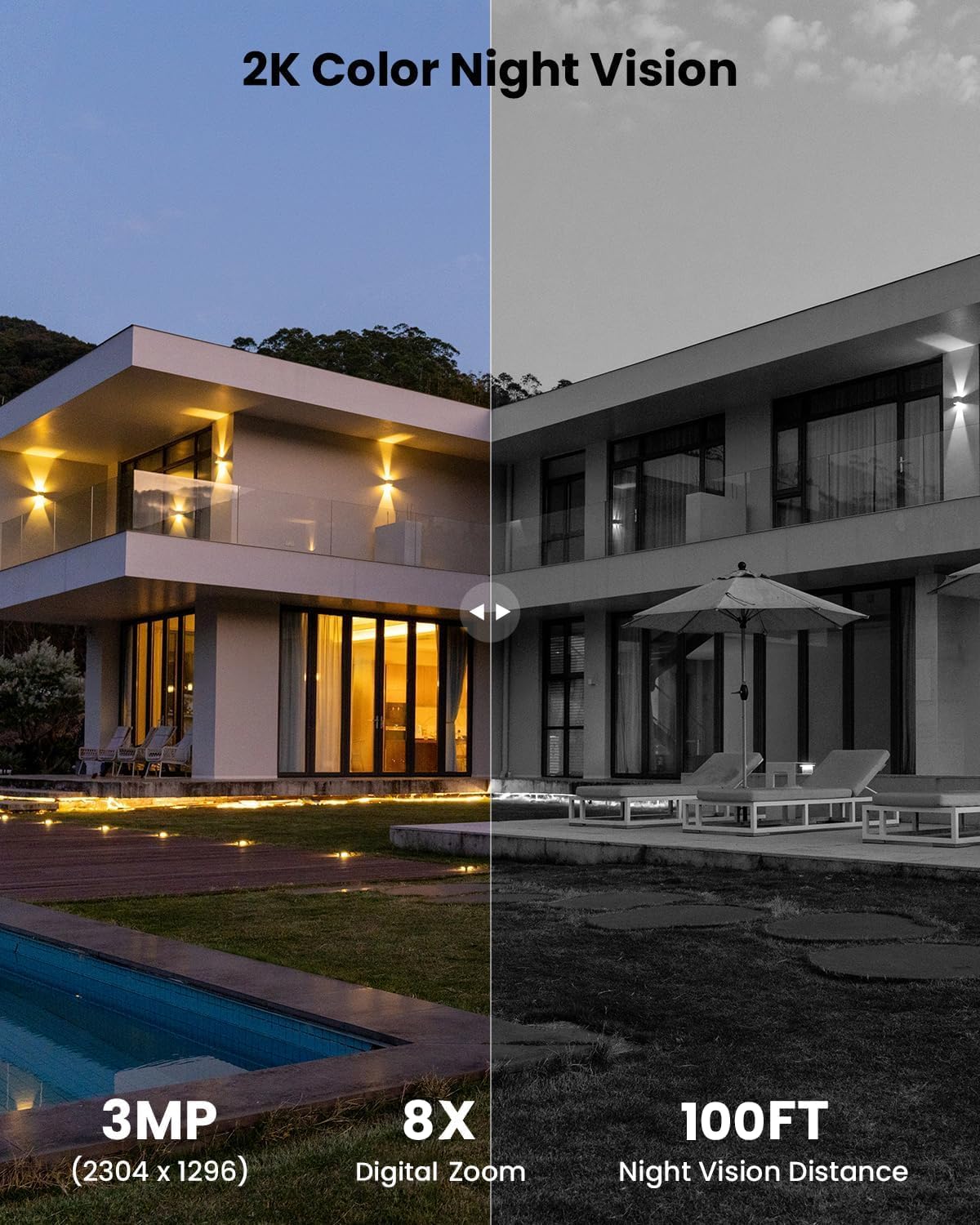 ieGeek Solar Security Cameras Wireless Outdoor, WiFi Surveillance Camera with Solar Panel & 9000mAh Battery, 24/7 Recording, 360° Panoramic View, Auto Tracking, 2K Color Night Vision, No Subscription - Image 8