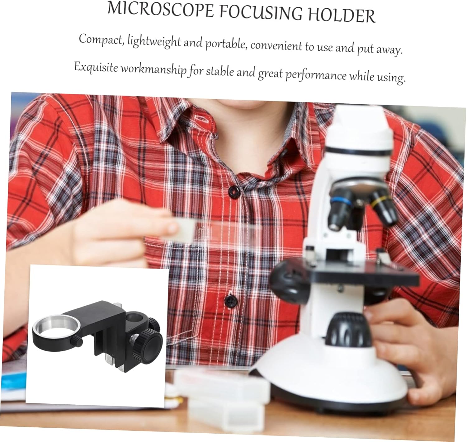 jojofuny Microscope Bracket Sturdy Plastic Focusing Holder Monocular Microscope Platform Adults