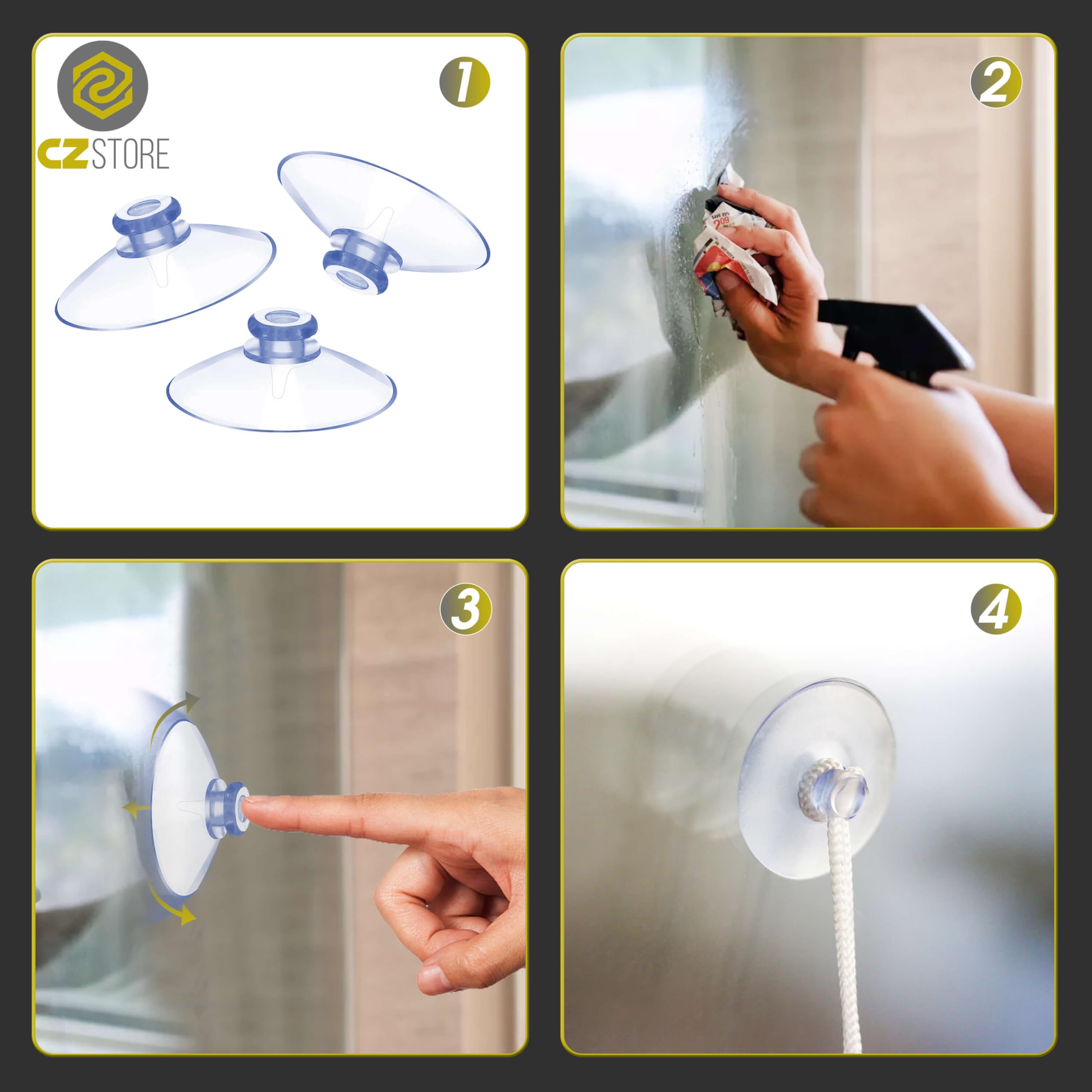 Mini Ventose -✮GARANZIA A VITA✮- 20 PEZZI - Ventose Trasparenti in PVC - Ventosa 20 MM, Riutilizzabile, Senza Gancio, Linguetta a Fungo - Appendini adesivi per Specchi, Vetro, Finestre
