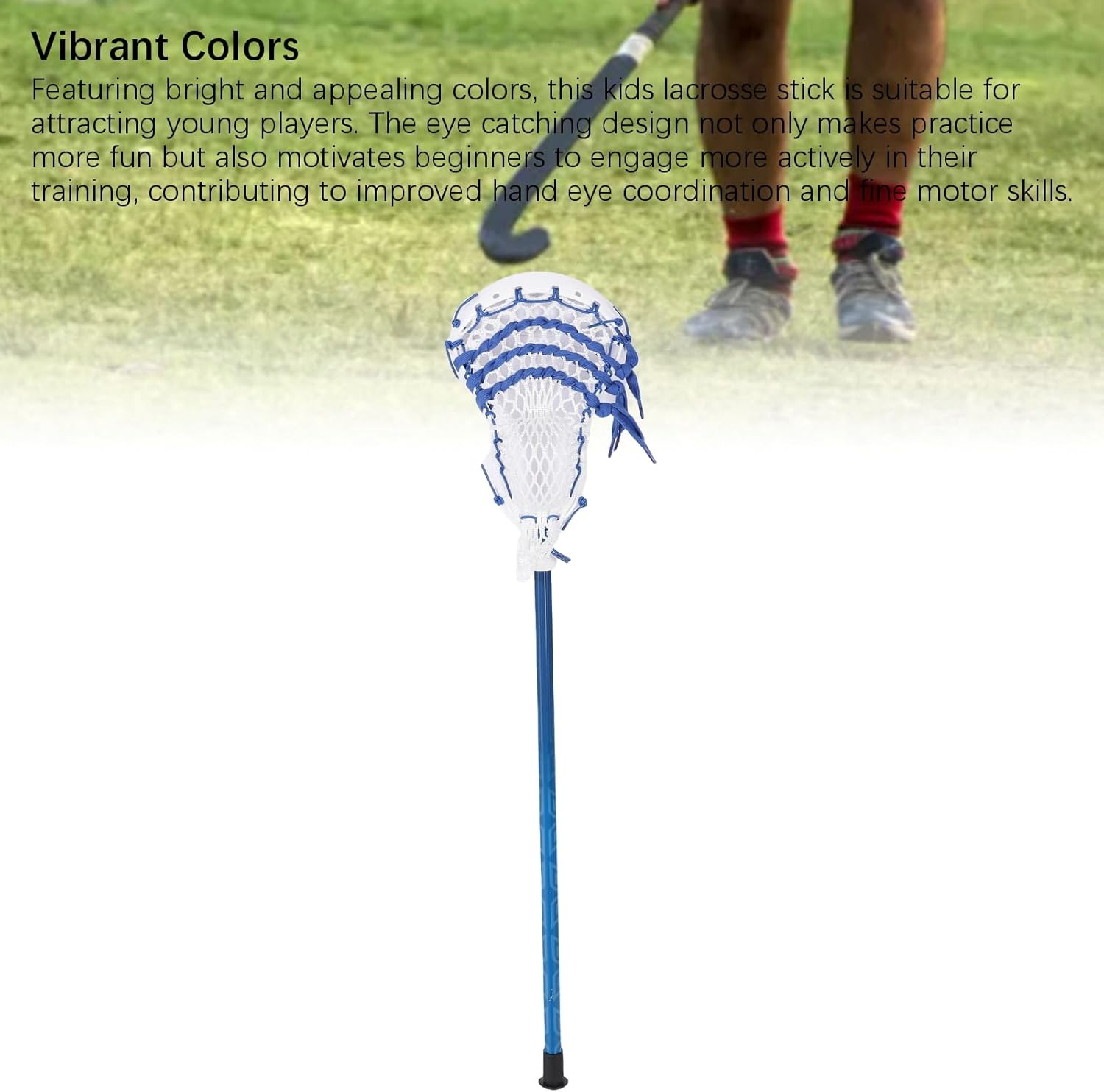 Kids Lacrosse Stick, Youth Lacrosse Stick Toddler Lacrosse Stick 24in Aluminum Alloy Non Slip Grip with Rugged Structure for Training Drills (Blue)