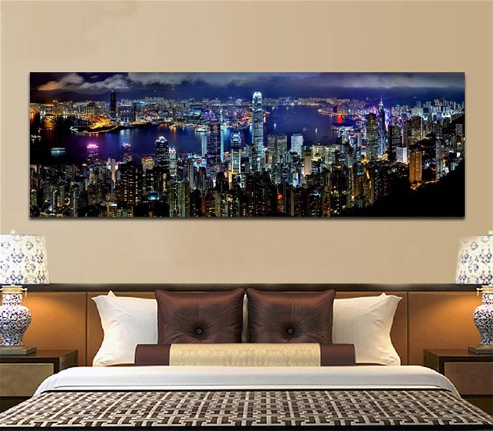 Diamond Painting Large Size 5D DIY scène de nuit de ville broderie diamant 50x100 cm strass ronds