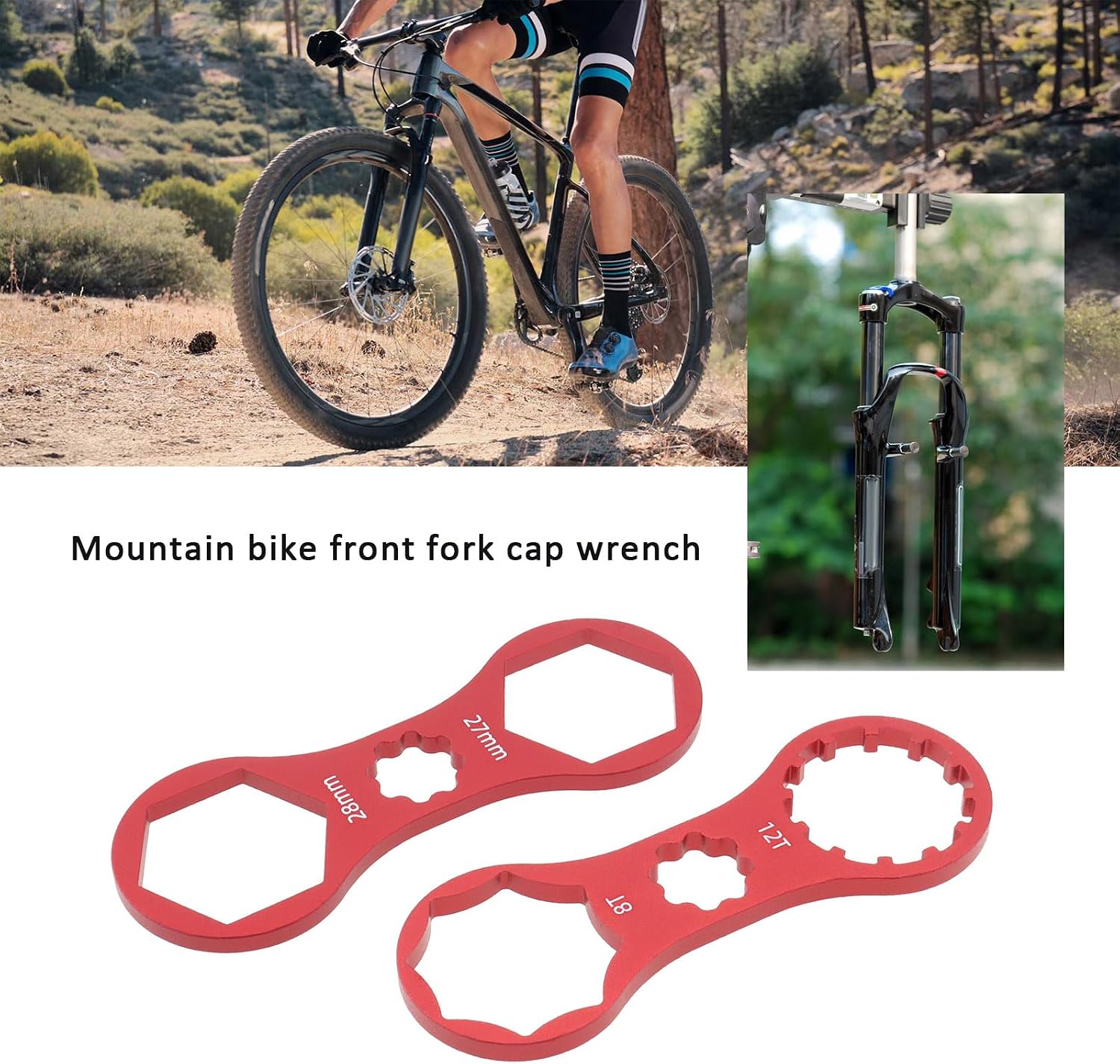 4Pcs Bicycle Front Fork Repair Tool Double Head Front Fork Cap Wrenchs Suitable for XCR/XCM/XCT/RST Mountain Bikes/Road Bikes Front Cap, Red