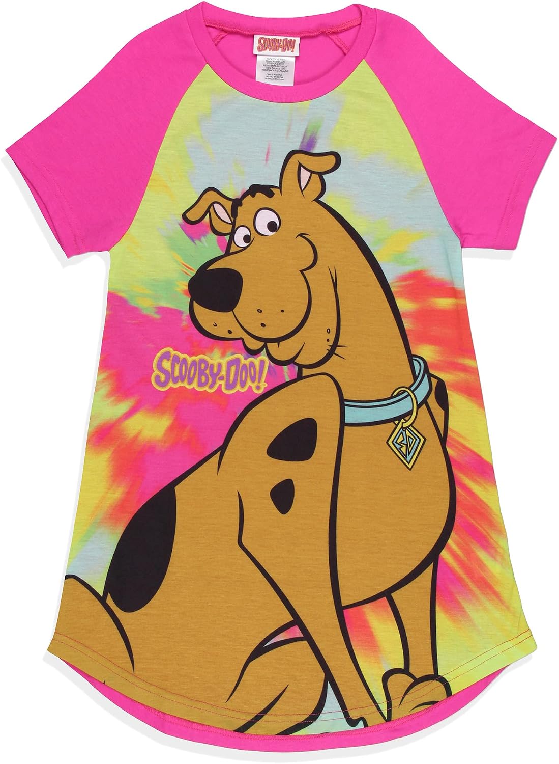 INTIMO Scooby-Doo Girls' Classic Character Tie-Dye Nightgown Sleep Pajama Shirt