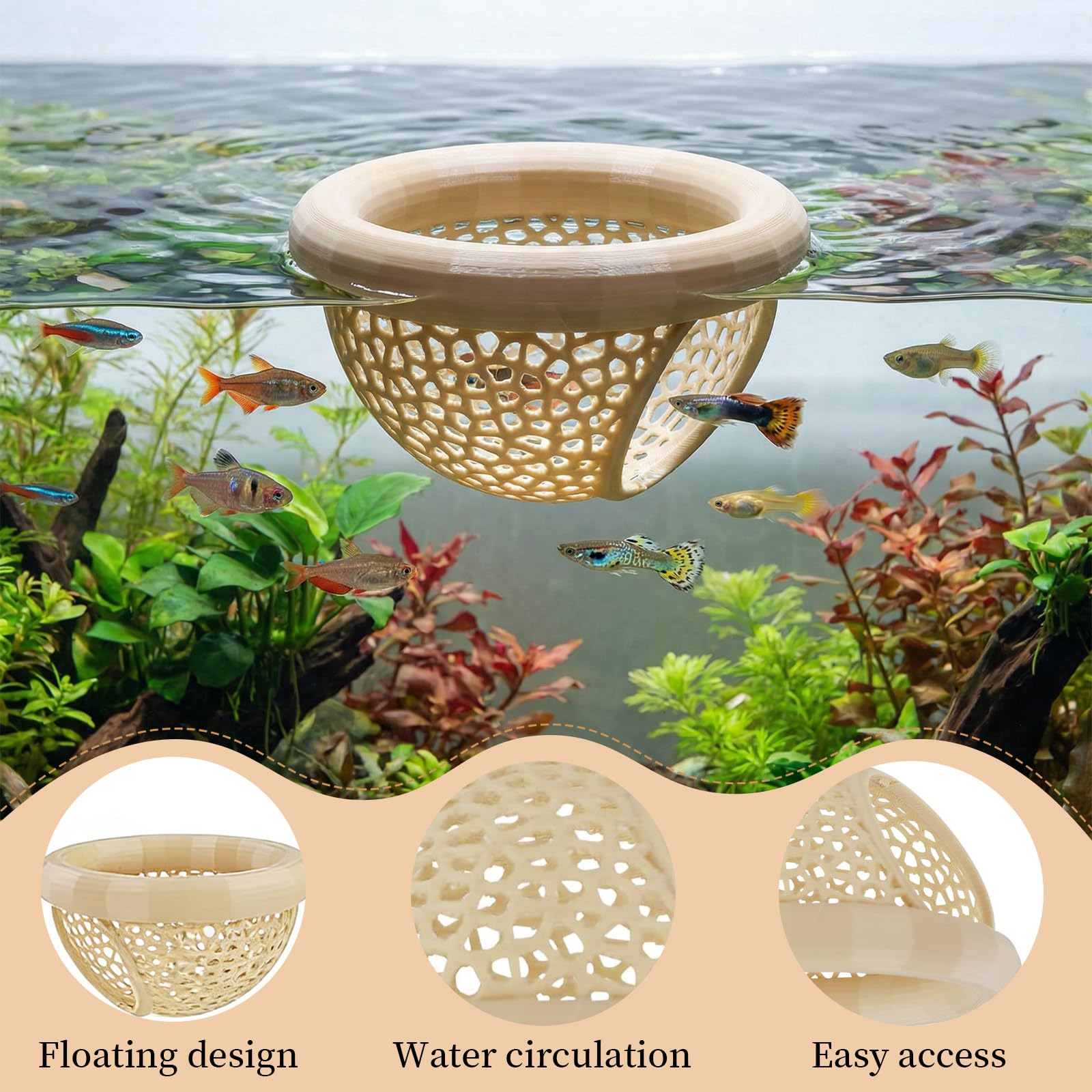 2 Pièces Cachette Flottante pour Betta 7 x 4 cm Décor D’Aquarium Petits Poissons pour Reposer Nourrir Jouer & Reproduire Tunnel Aquarium Hamac Décoratif Poissons Un Repos en Toute Sécurité