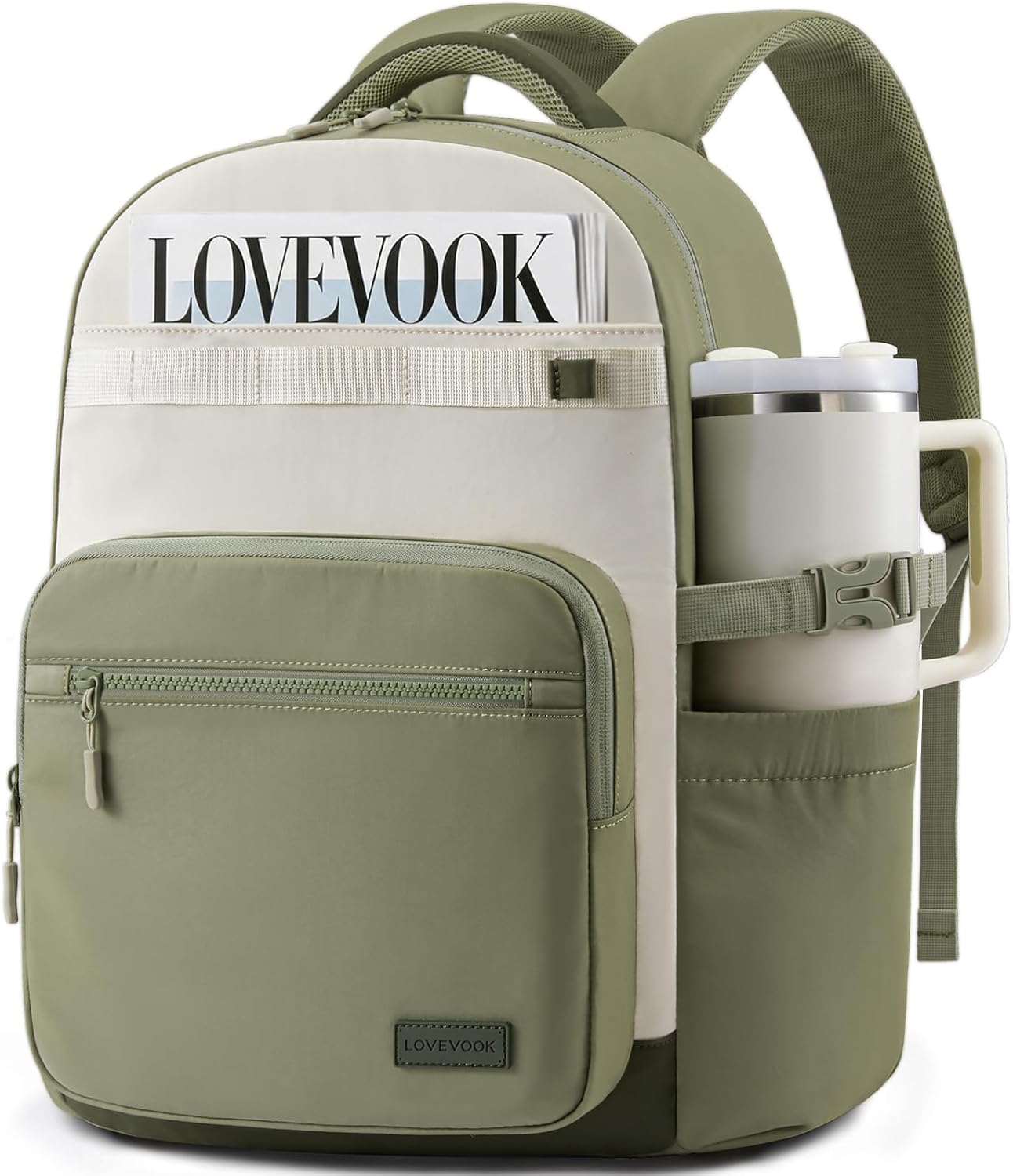 LOVEVOOK Laptop Backpack for Women with 40oz Tumbler Holder, Lightweight School Backpack Fits 15.6 Inch Laptop, Cute College Backpack for Work, Travel & Daily Commute