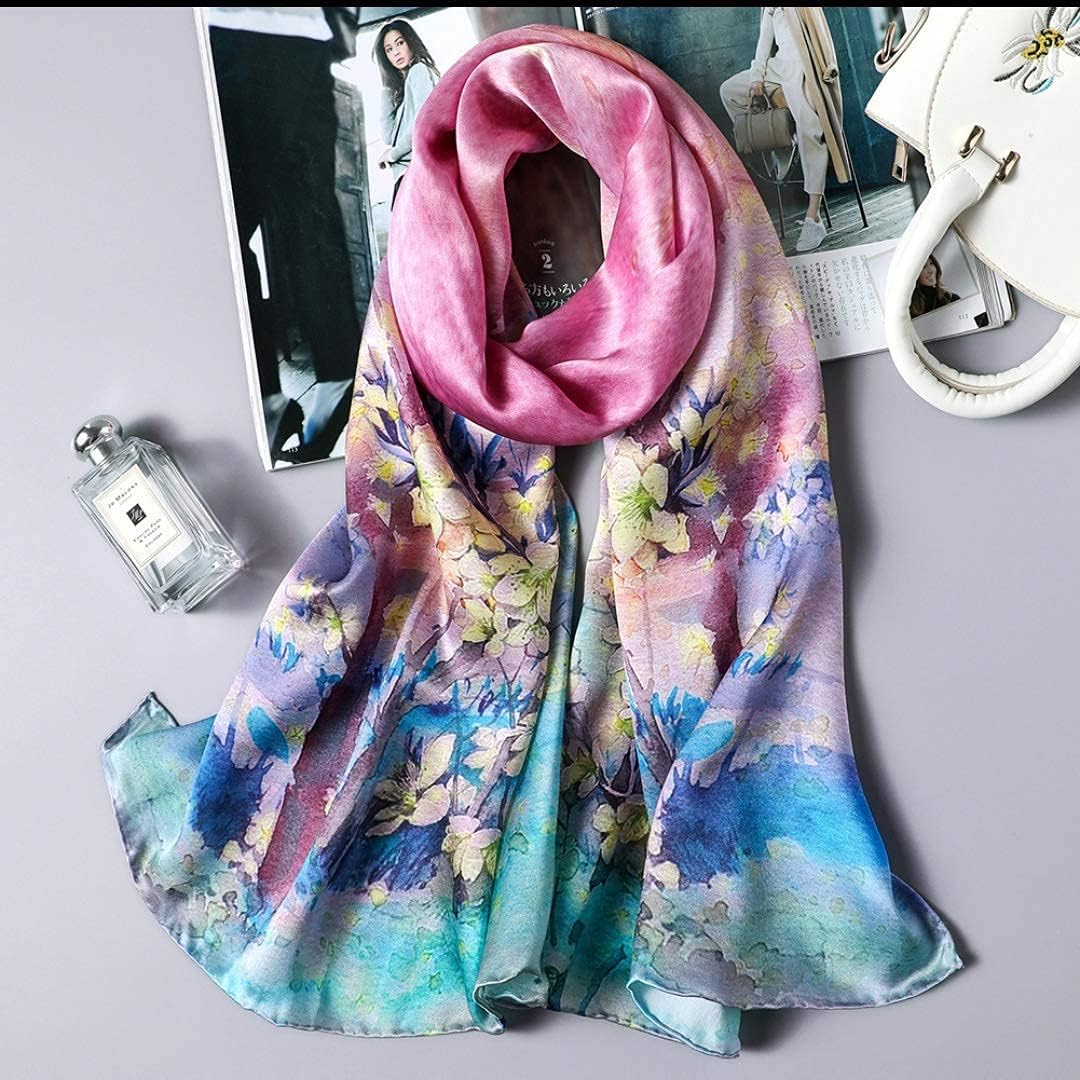 ANDANTINO 100% Mulberry Silk Long Scarf for Women Large Shawls for Headscarf and Neck- Oblong Hair Wraps with Gift Packed - Image 6