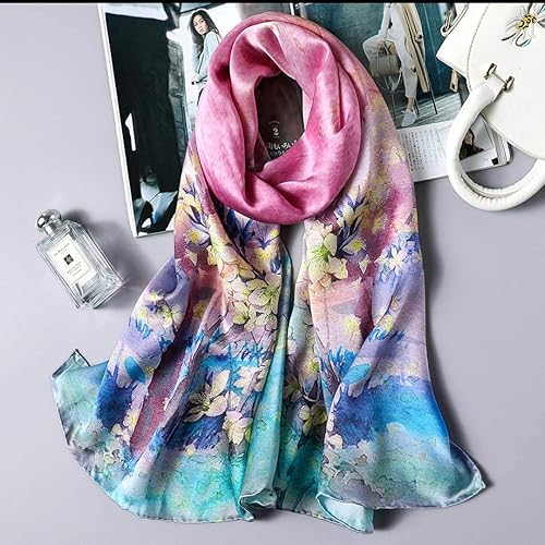 Miniatura 6 de ANDANTINO Bufanda Larga de Seda de Morera 100% para Mujeres, Chales Grandes para Pañuelo de Cabeza y Cuello - Envolturas Oblongas para Cabello con