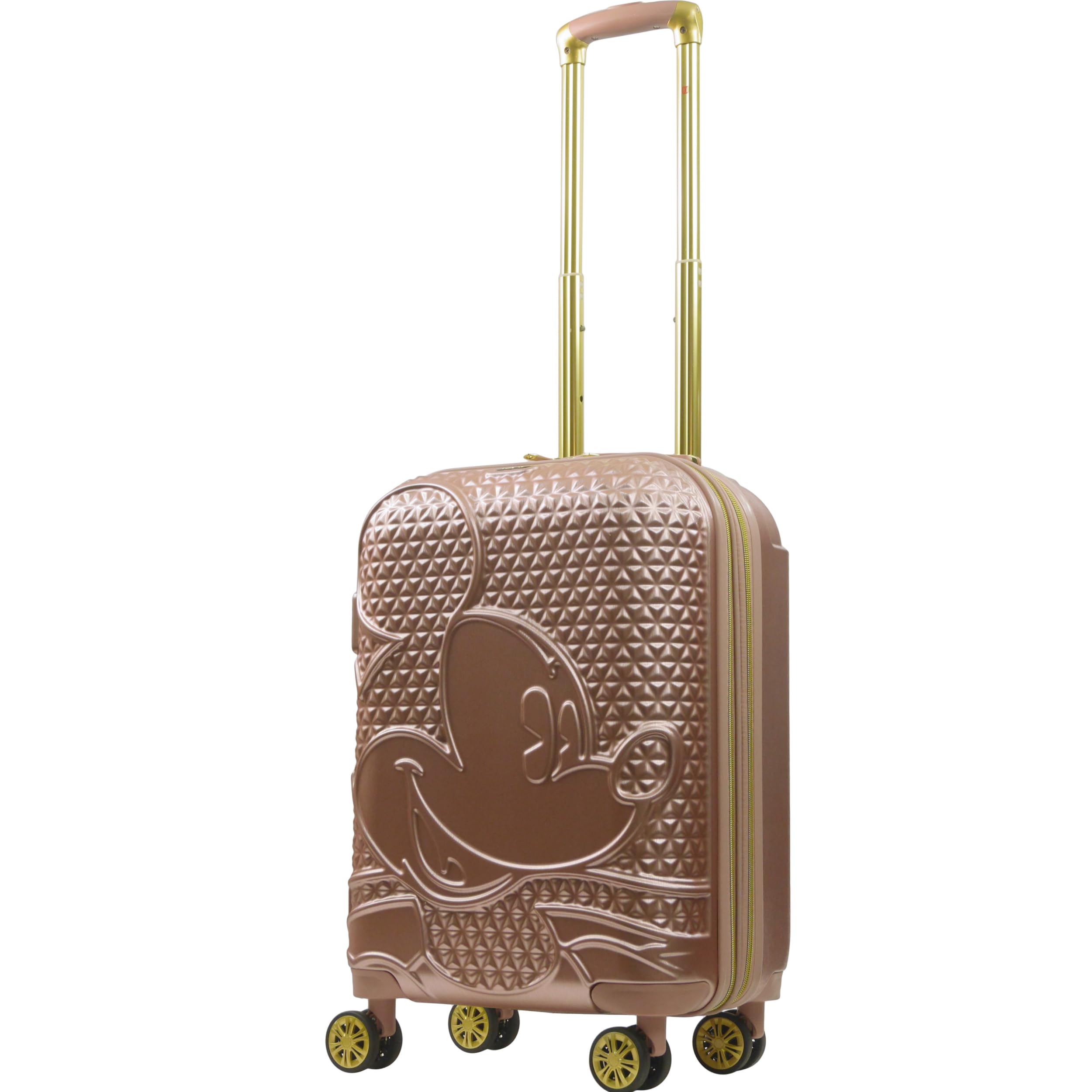 FUL Disney Mickey Mouse 22 Inch Carry On Luggage, Hardshell Rolling Suitcase with Spinner Wheels, Rose Gold