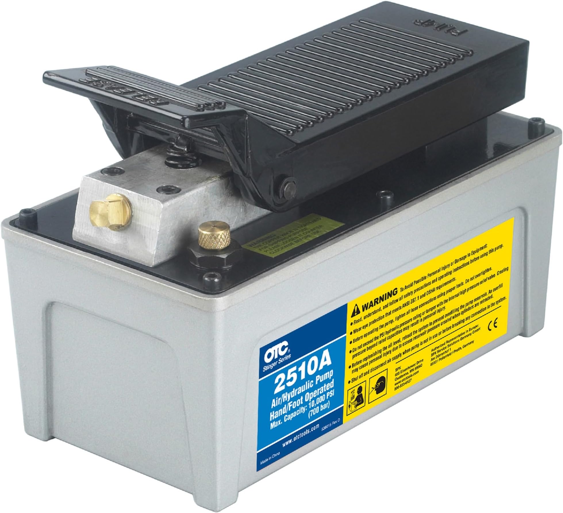 OTC 2510A Stinger 10,000 PSI Foot Operated Air/Hydraulic Pump for Rams, Presses, & Hydraulic Pullers, CHROME