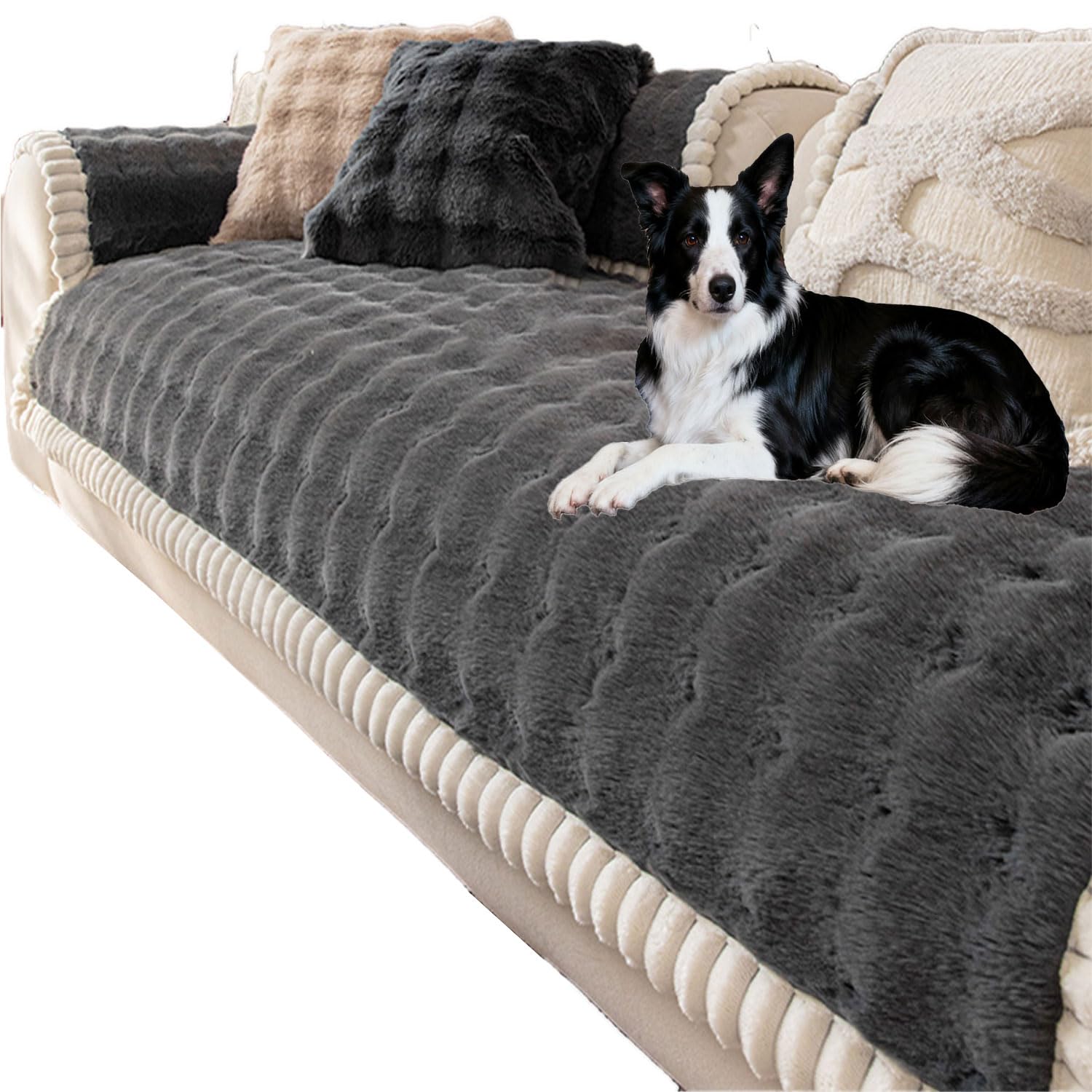 Housse de protection pour animal de compagnie imperméable et réversible gris foncé 110x260 cm
