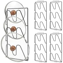 4 Pcs Pot Lid Organizer Rack, 12-Tier Adhesive Mount No Drilling Lid Holder for Cabinet Door and Wall, Rustproof Black Kitchen Storage Solution for Pots and Pans