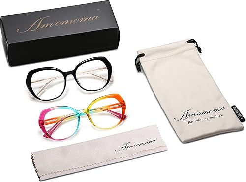 Miniatura 6 de AMOMOMA AM6064 - Anteojos de lectura redondos clásicos para mujer, con bloqueo de luz azul a la moda, para mujer