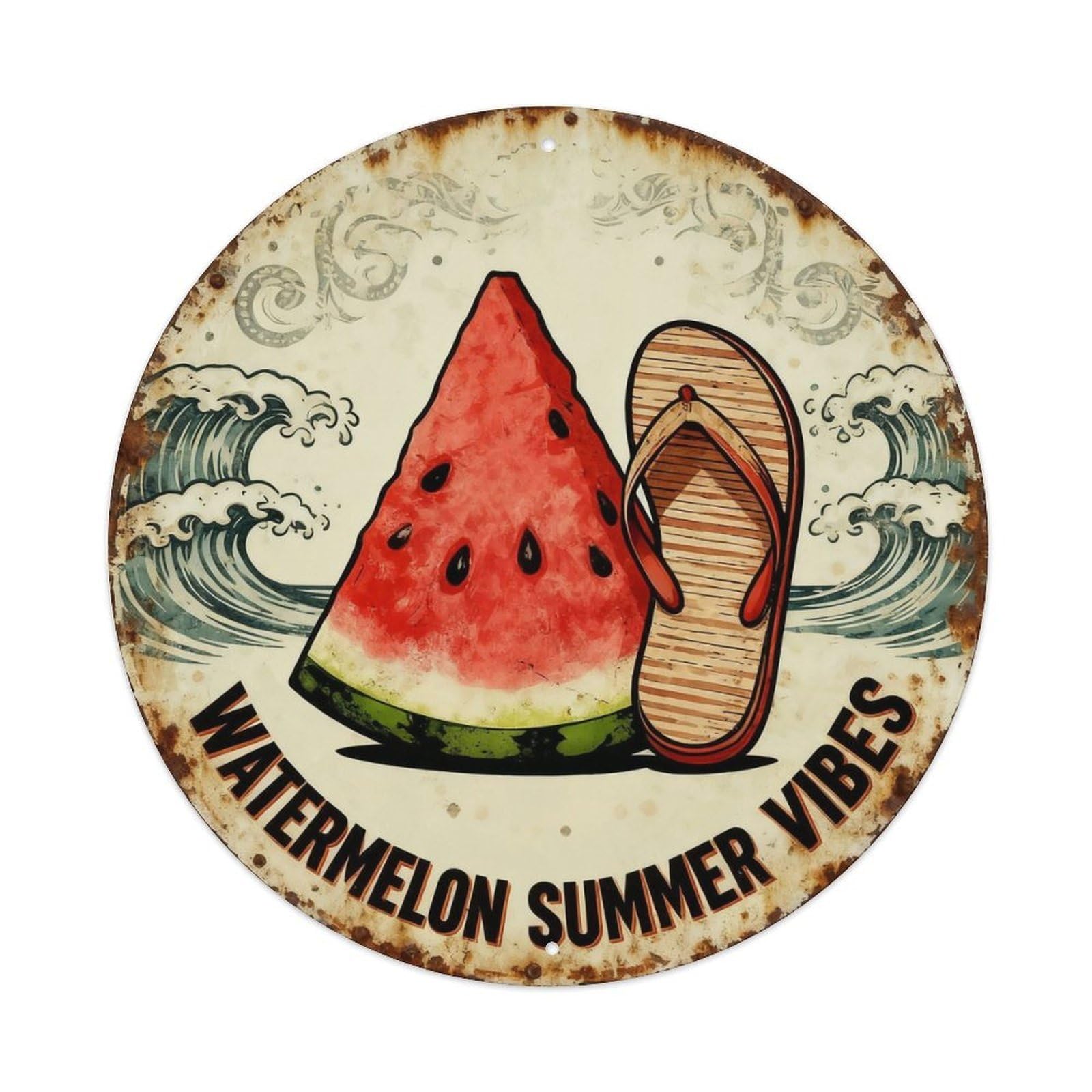 Watermelon Summer Vibes Metal Tin Sign Plaque