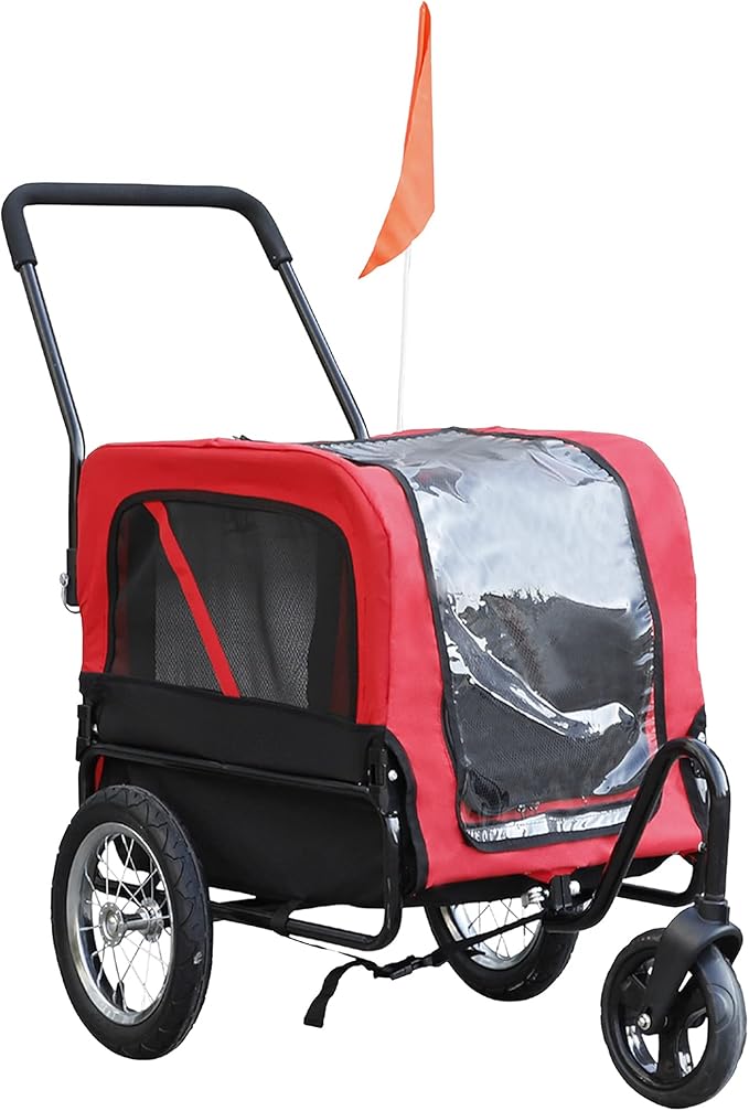 Aosom EliteJr Dog Bike Trailer 2in1 Pet Stroller Cart Bicycle Wagon