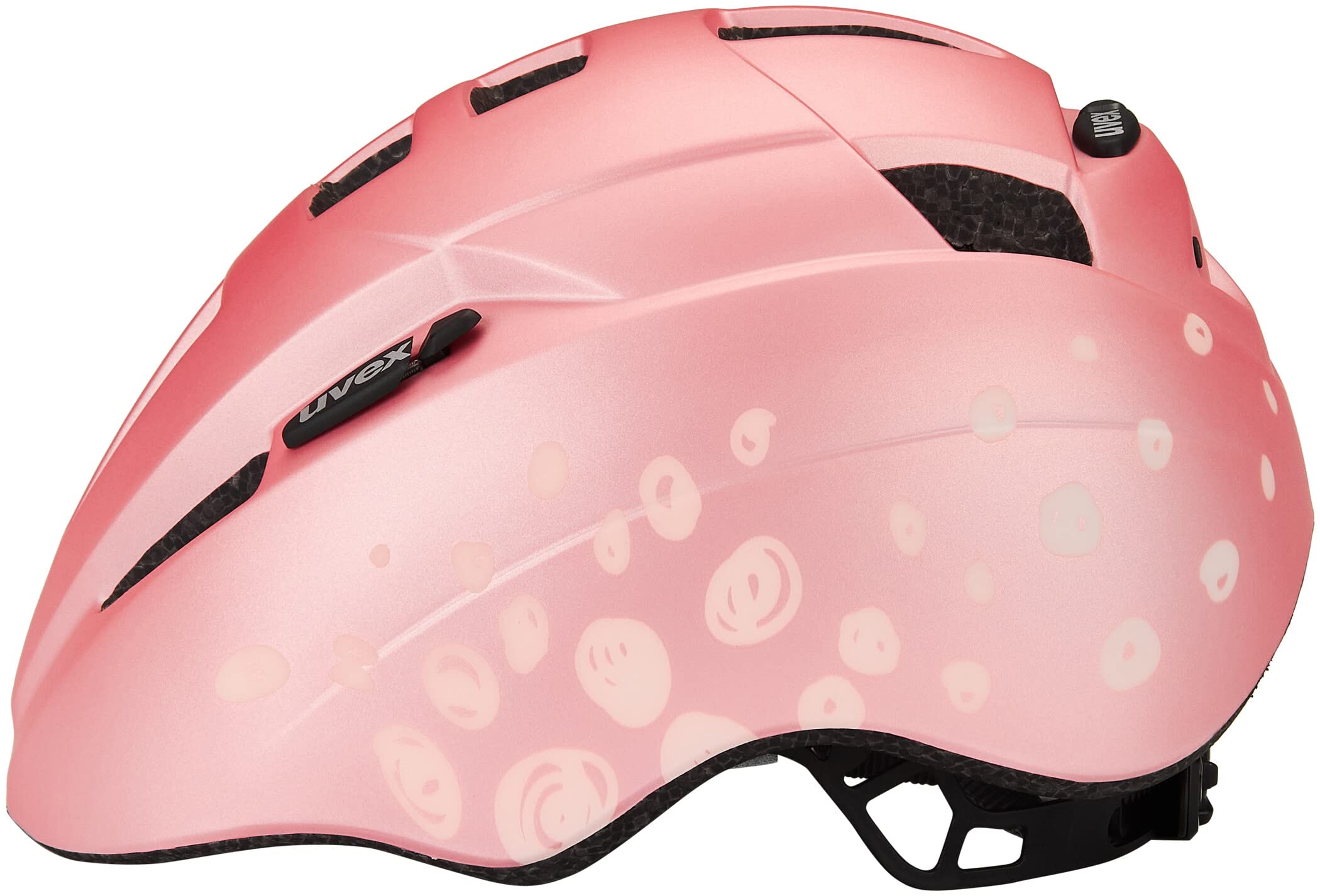 uvex kid 2 cc - lekki kask rowerowy dla dzieci - indywidualna regulacja wielkości - możliwość zainstalowania światła LED - pink polka - 46-52 cm