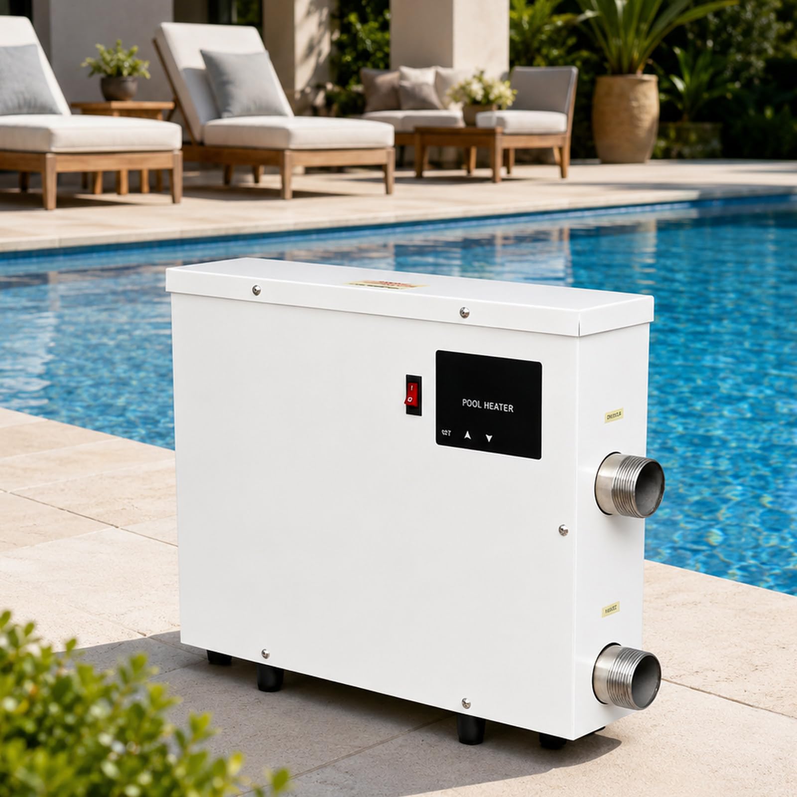 Riscaldatore Elettrico per Piscina Fuori Terra 220V, Riscaldatore Acqua con Termostato, Temperatura Costante Automatica per Piscina D’Acqua Dolce, Spa, Vasca Fredda E Idromassaggio 11KW