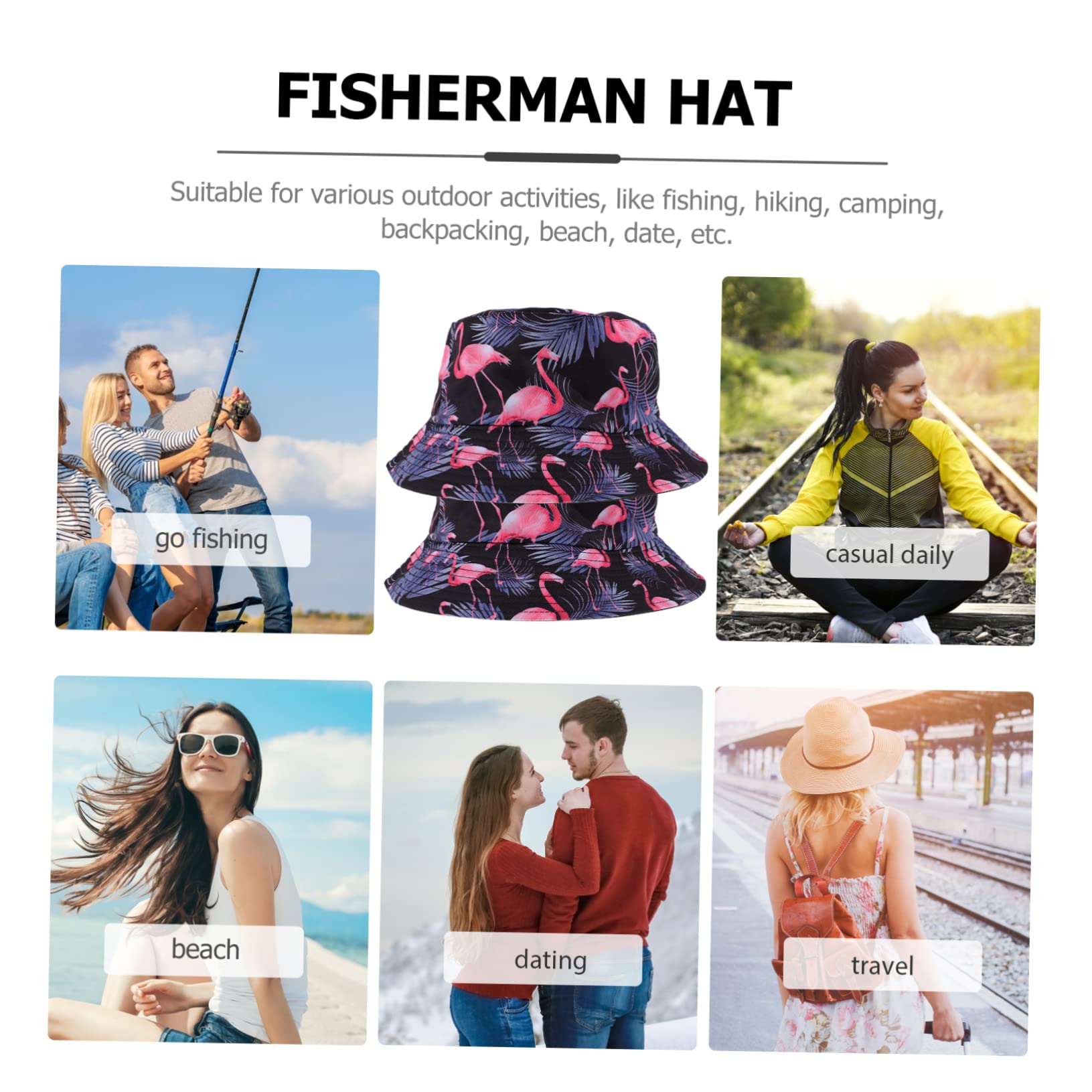 VALICLUD 2 Series Sombrero Azul para Mujer Sombrero De Pescador con Diseño De Flamenco De Viaje Gorra De Pescador Gorras para Mujer s De a De 2 Piezas*2