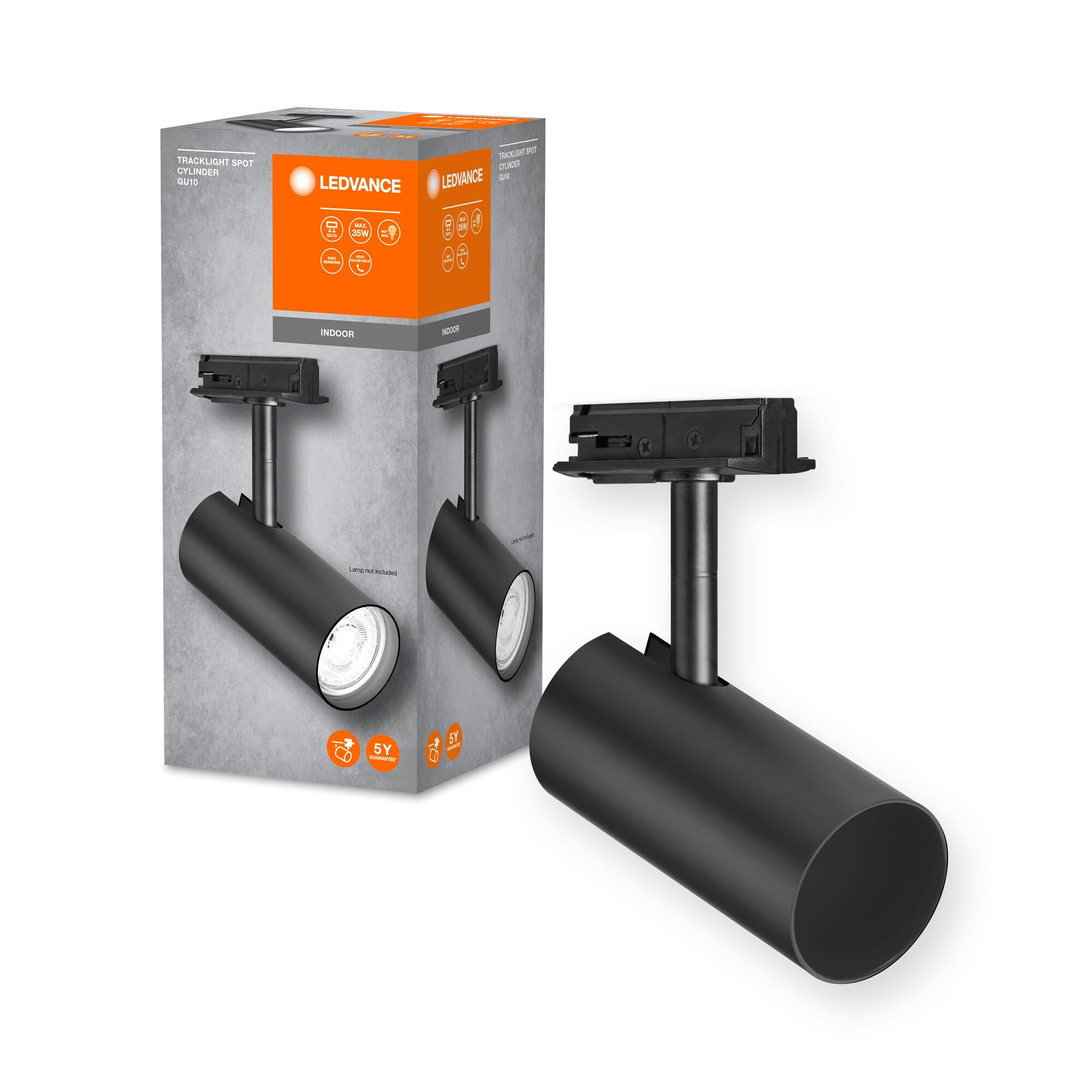 LEDVANCE TRACKLIGHT Track System luminaire Head, Black, with GU10 Base, can be Fitted with a Normal or smart lamp, smart, WiFi, loft-Like Design, IP20 Protection