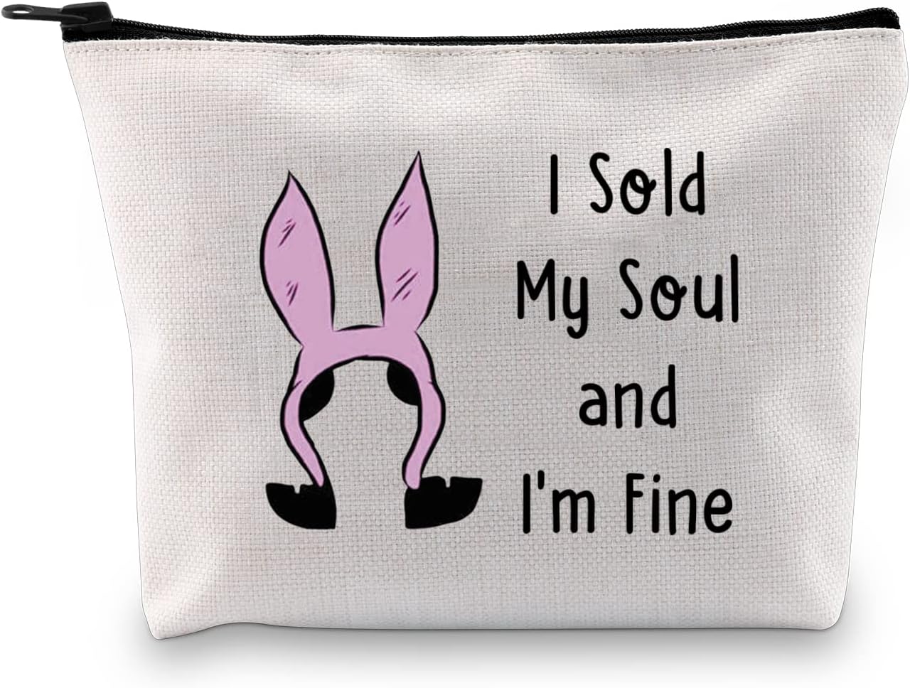 PXTIDYLouise Belcher Lover Gift Cosmetic Bag I Sold My Soul and I'm Fine Burger Cartoon TV Show Makeup Zipper Pouch Bag for Women Girls, beige, Middle