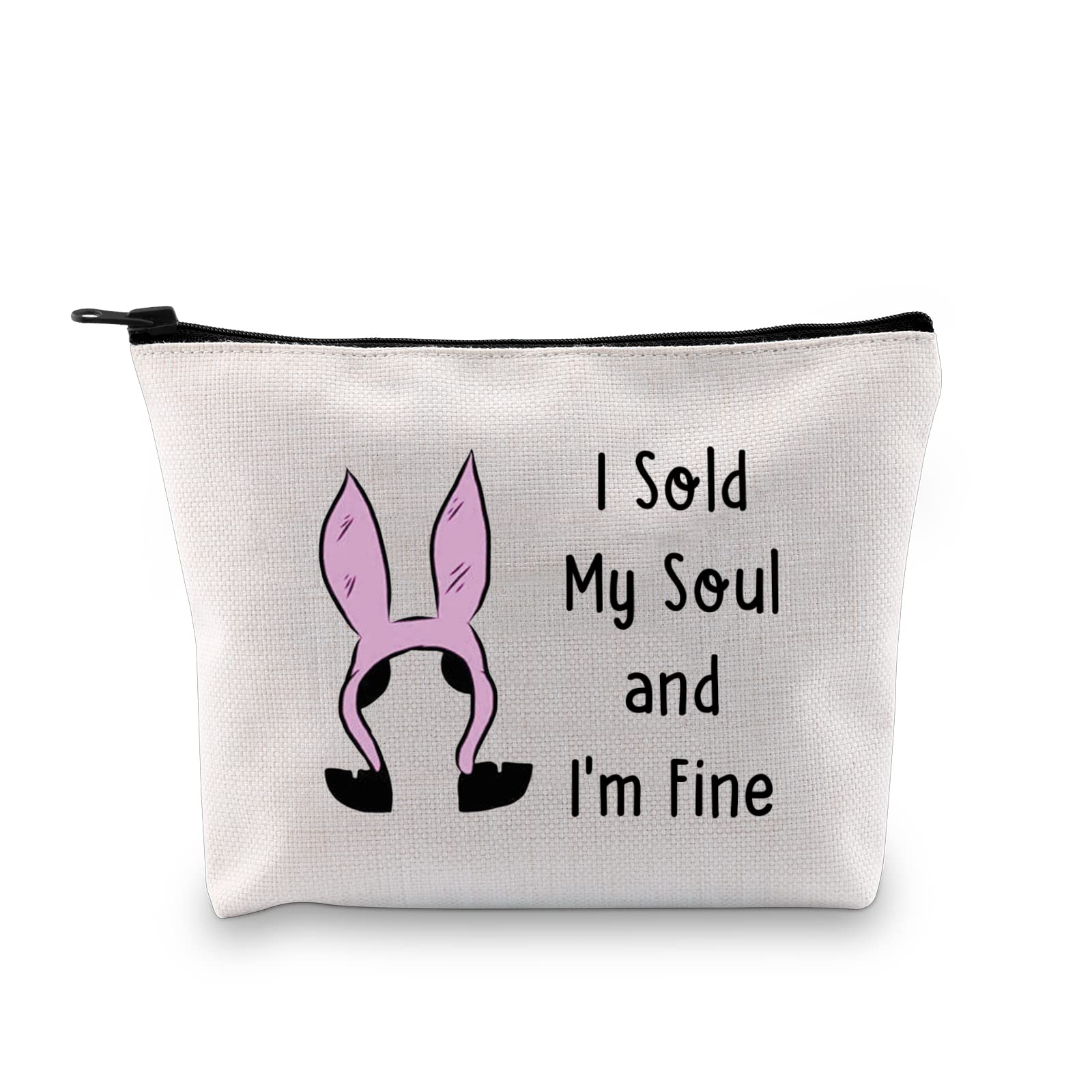 PXTIDYLouise Belcher Lover Gift Cosmetic Bag I Sold My Soul and I'm Fine Burger Cartoon TV Show Makeup Zipper Pouch Bag for Women Girls, beige, Middle