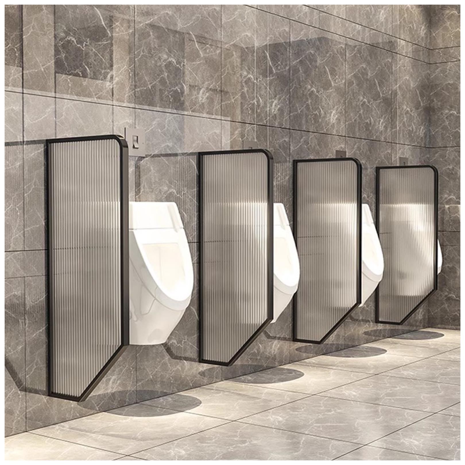 GTHTUHFD Black Tempered Glass Urinal Partition Divider - Wall Mounted Privacy Screen For Public Toilets In Hotels & Schools, Men‘S Urinal Divider Baffle - 1 Piece,Black-1 Pcs